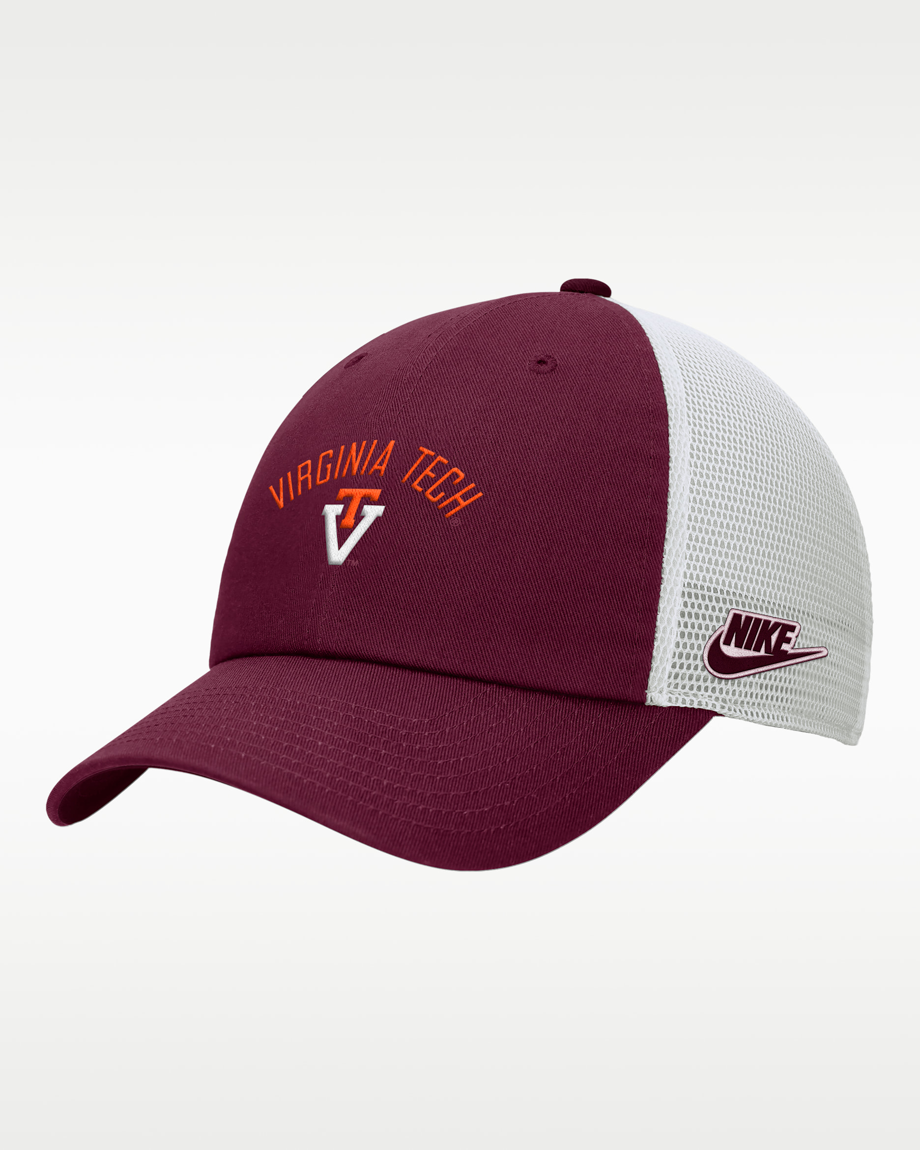 Nike College (Virginia Tech) Unstructured Trucker Cap - Deep Maroon