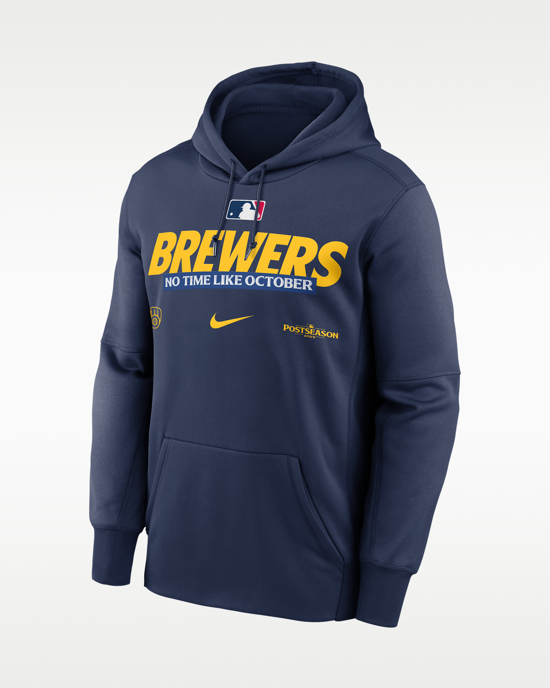 Milwaukee Brewers 2026 Postseason Authentic Collection Men's Nike Therma-FIT MLB Pullover Hoodie - Navy
