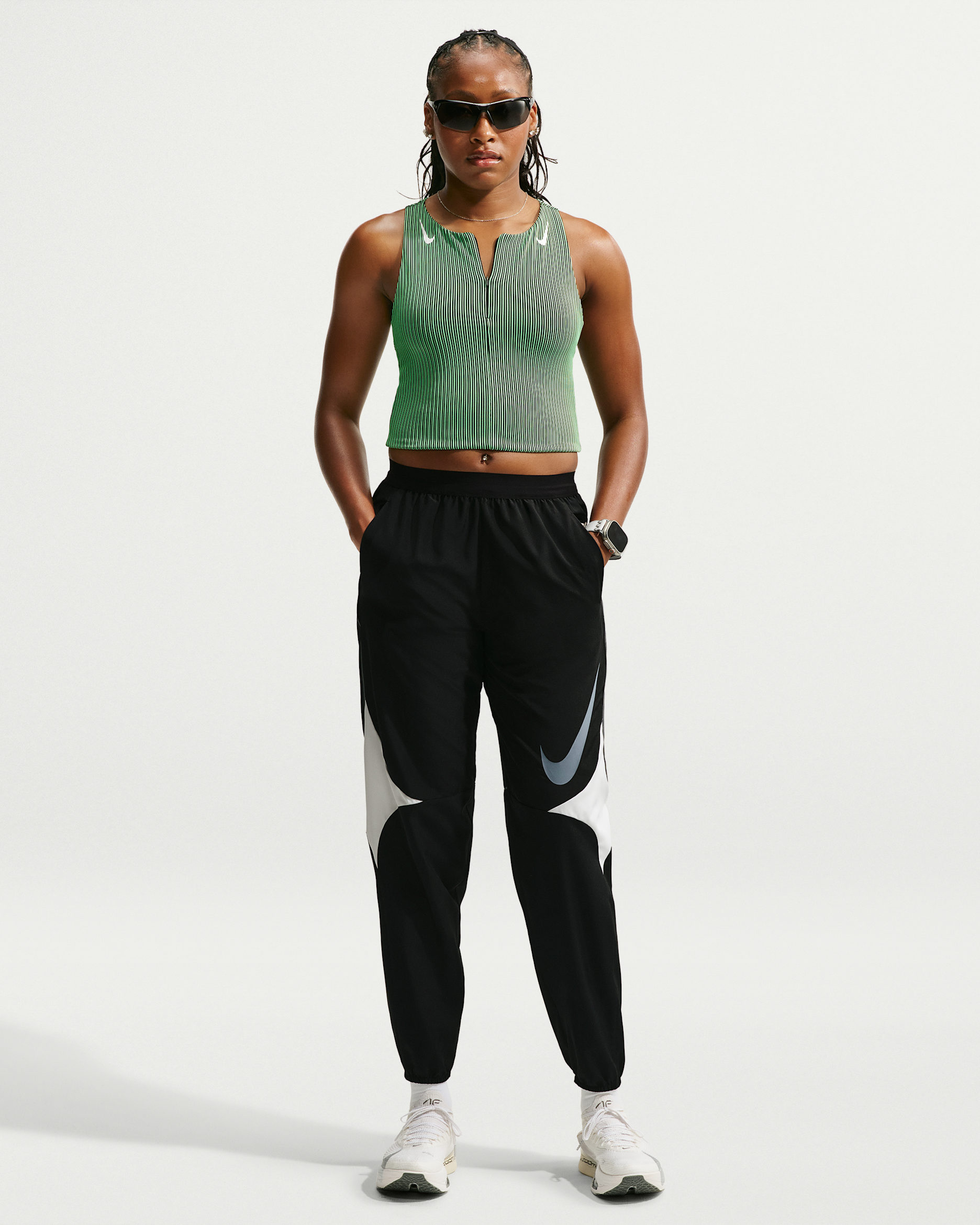Nike Swoosh Women's Dri-FIT Running Trousers - Black/White/Cool Grey/Cool Grey