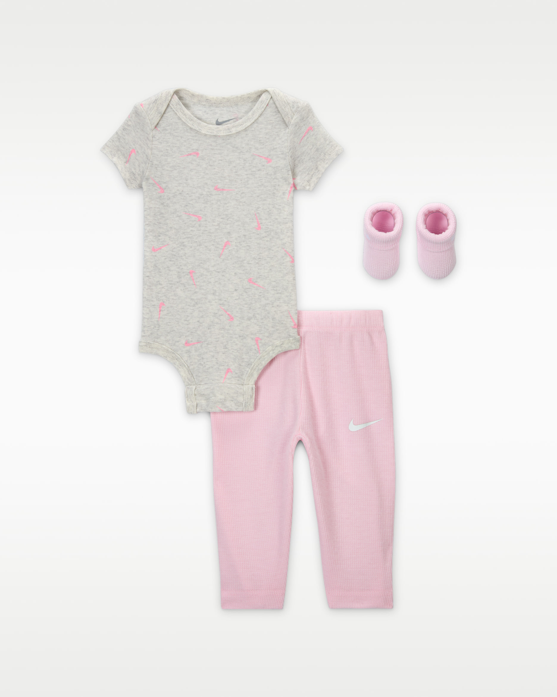 ナイキ ベビー スリーピース ボディスーツ アンド ワッフル パンツ セット - ピンクフォーム