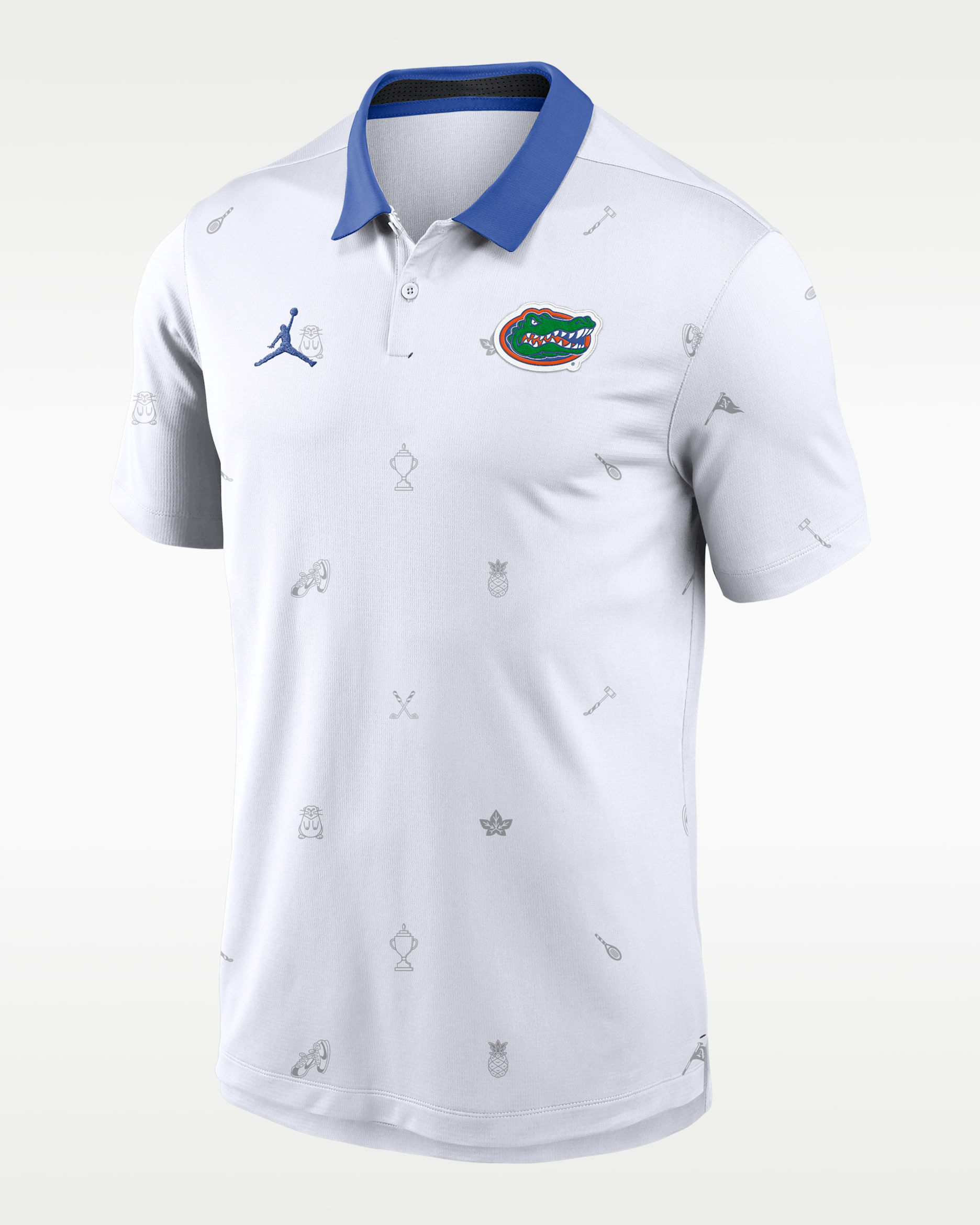 Florida Vapor Pattern Men's Jordan Brand Dri-FIT College Polo - White/Royal/Royal