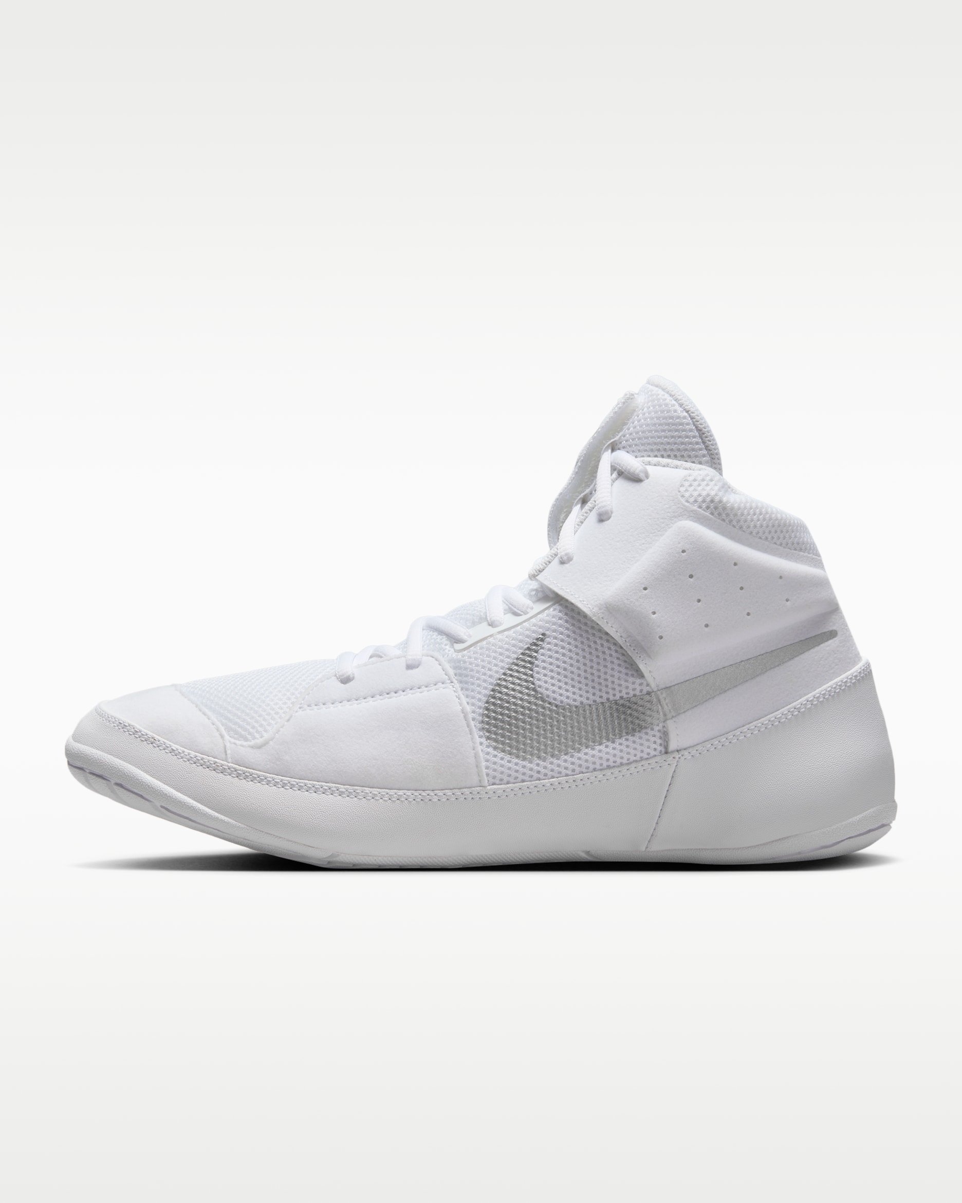 Nike Fury Wrestling Shoes - White/White/Metallic Silver
