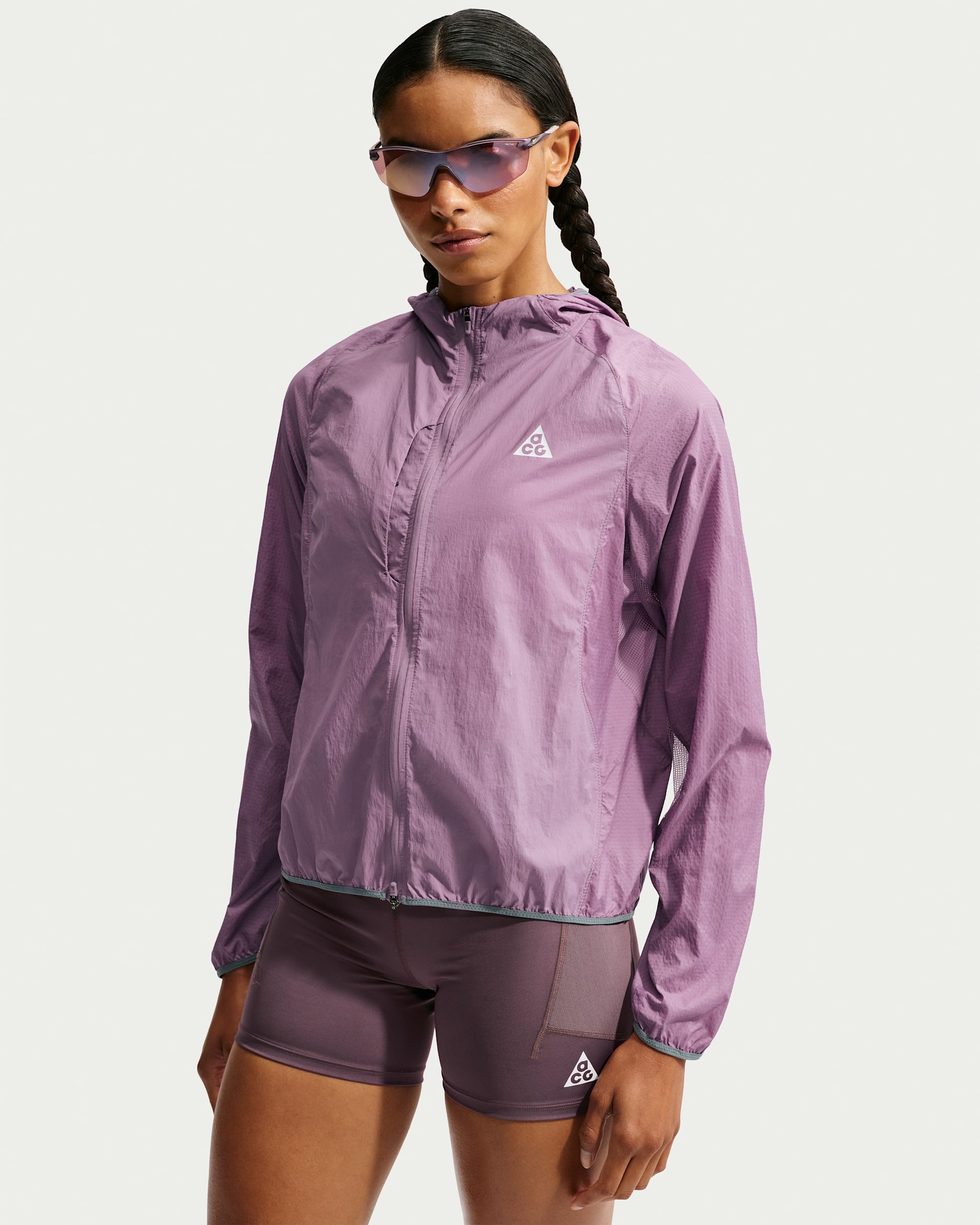 ACG "Aireez" Women's UV Protection Trail Running Jacket - Violet Dust/Mineral Slate/Summit White