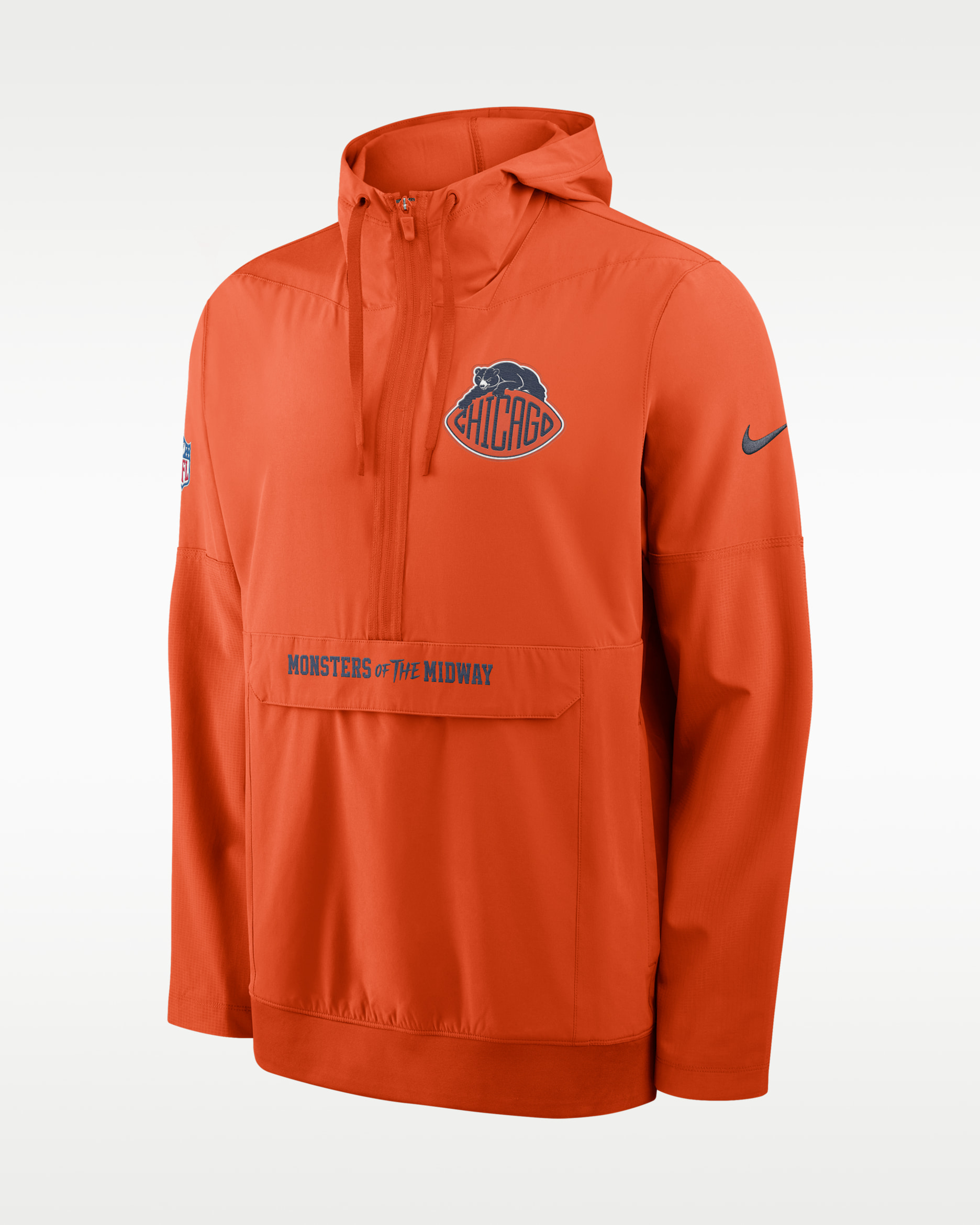 Chicago Bears Rivalries Collection Sideline Anorak Men's Nike NFL 1/2-Zip Hooded Jacket - Orange