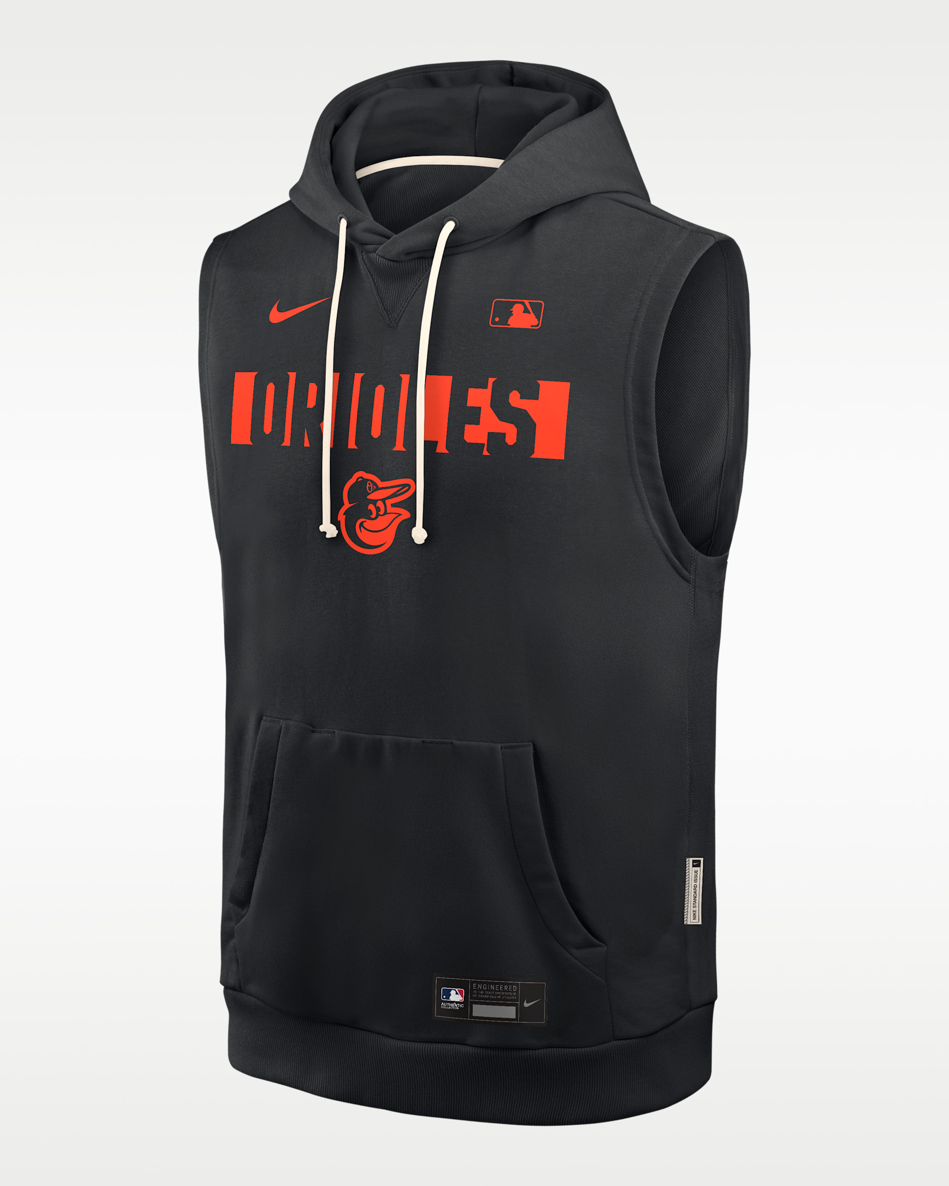 Baltimore Orioles Authentic Collection Standard Issue Men's Nike Dri-FIT MLB Sleeveless Pullover Hoodie - Black