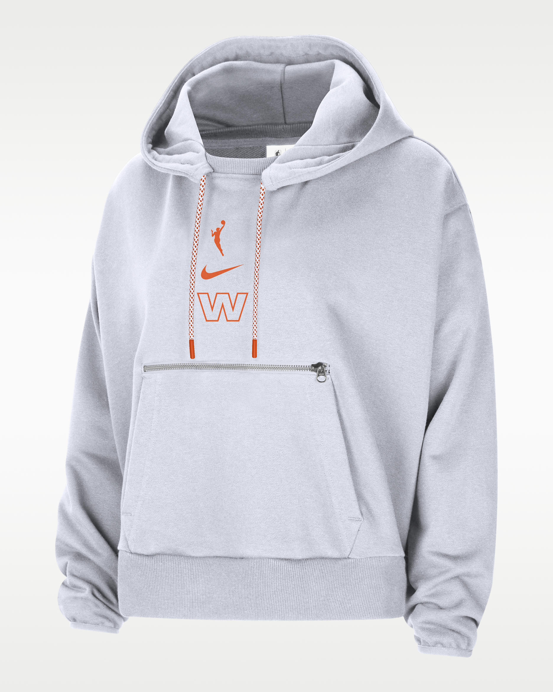 Sudadera con gorro sin cierre Nike Dri-FIT de la WNBA para mujer Team 13 Essential - Blanco/Naranja brillante/Naranja brillante