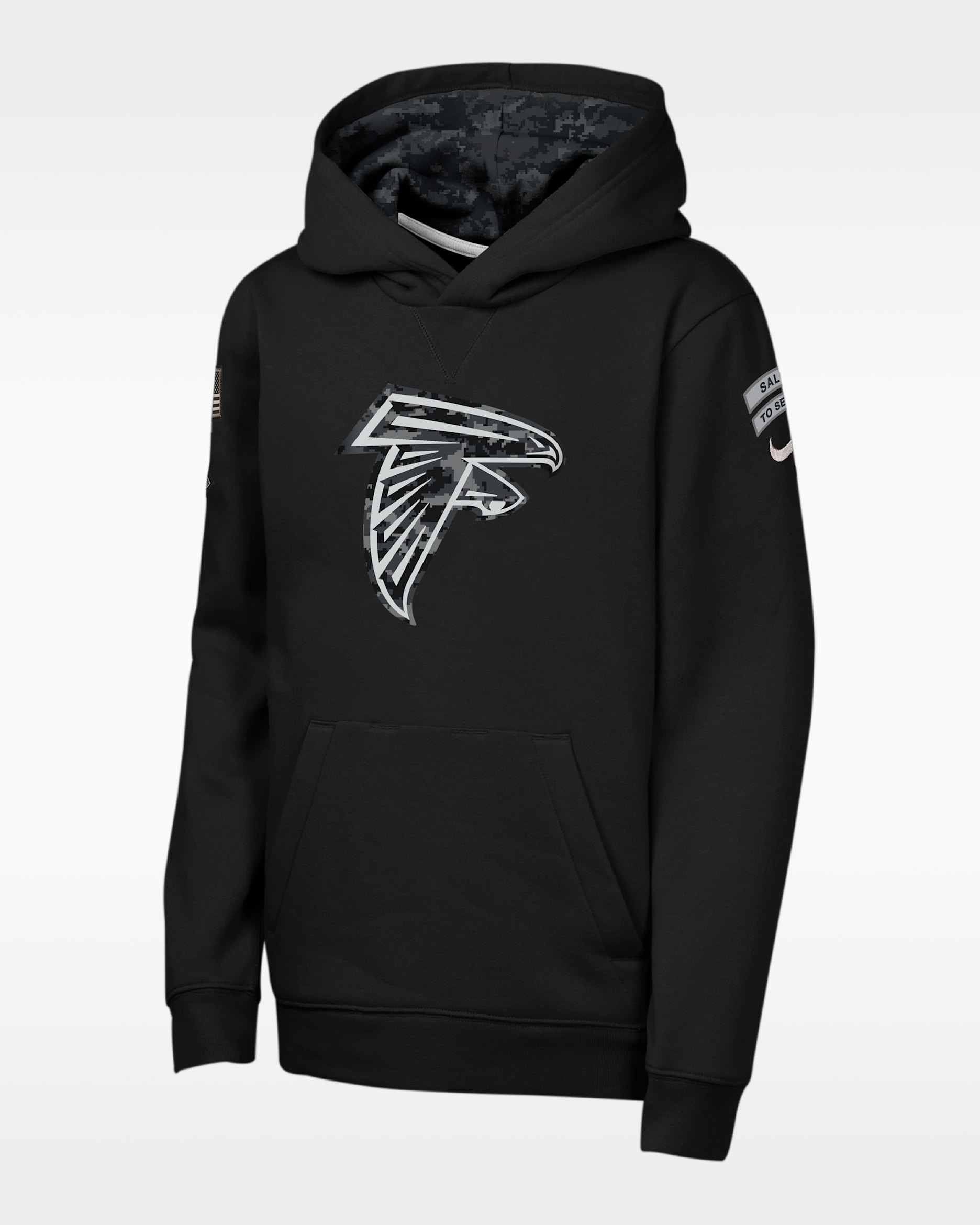 Sudadera con gorro sin cierre Nike de la NFL para niños talla grande Atlanta Falcons Salute to Service Sideline Club - Negro