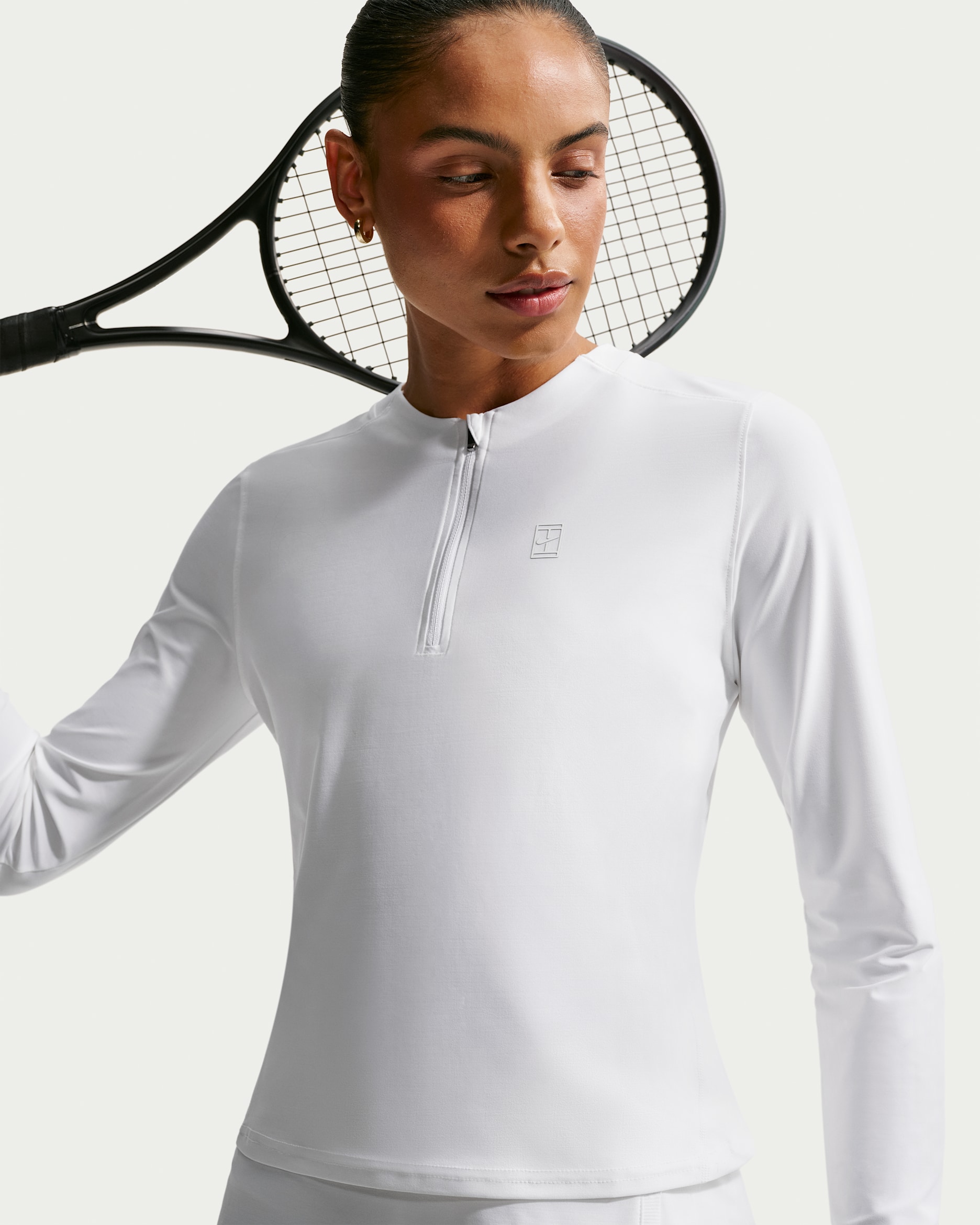 NikeCourt Advantage Women's Dri-FIT Mid-Layer Tennis Top - White/White