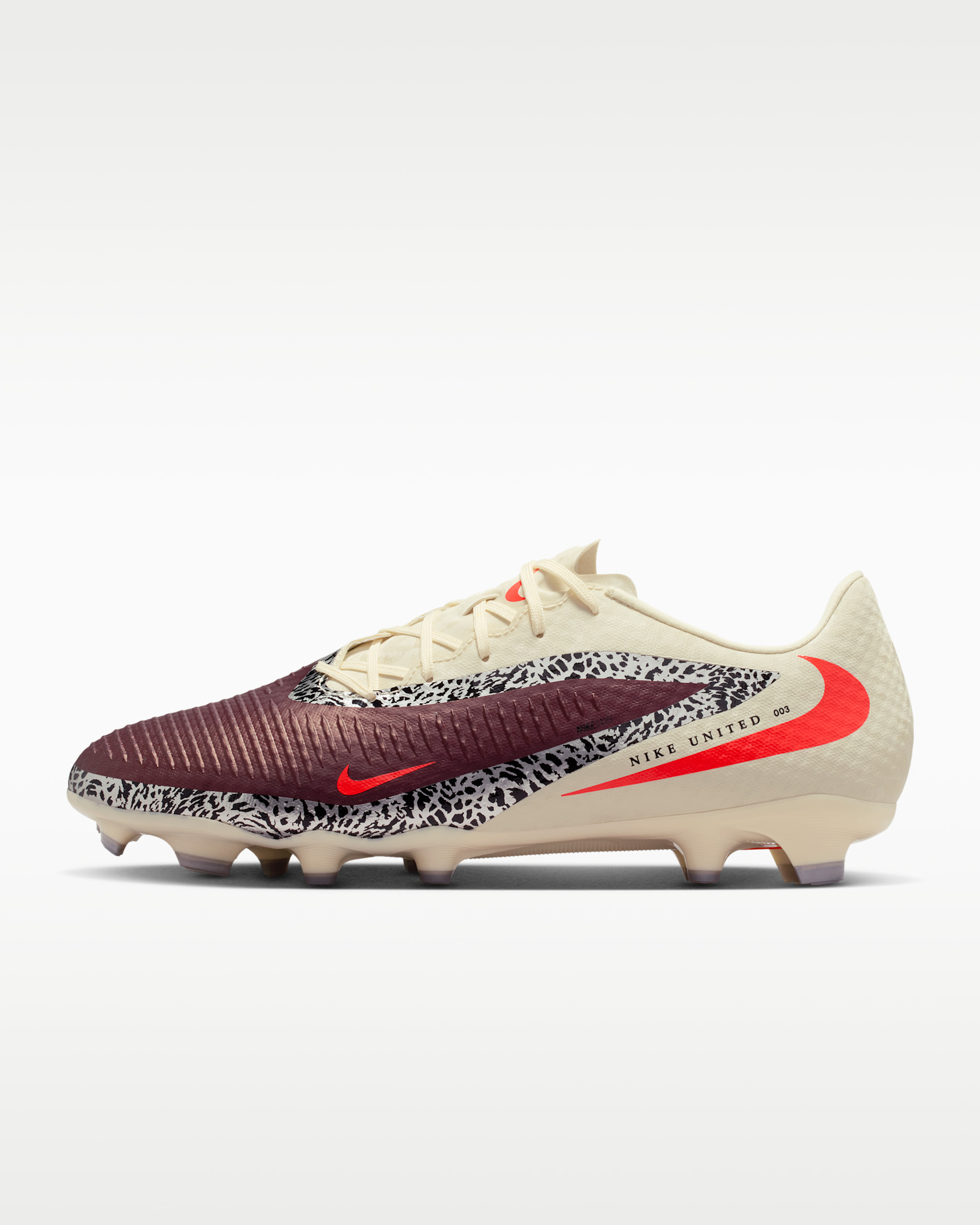 Nike United Phantom 6 Low Academy Multi-Ground Football Boots - Burgundy Crush/Fossil/University Red