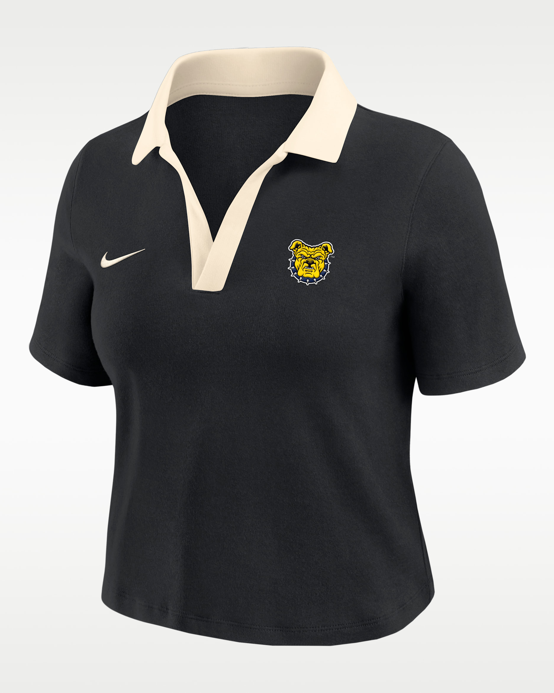 Polo de manga corta top cropped para mujer Nike College (North Carolina A&T University) - Negro