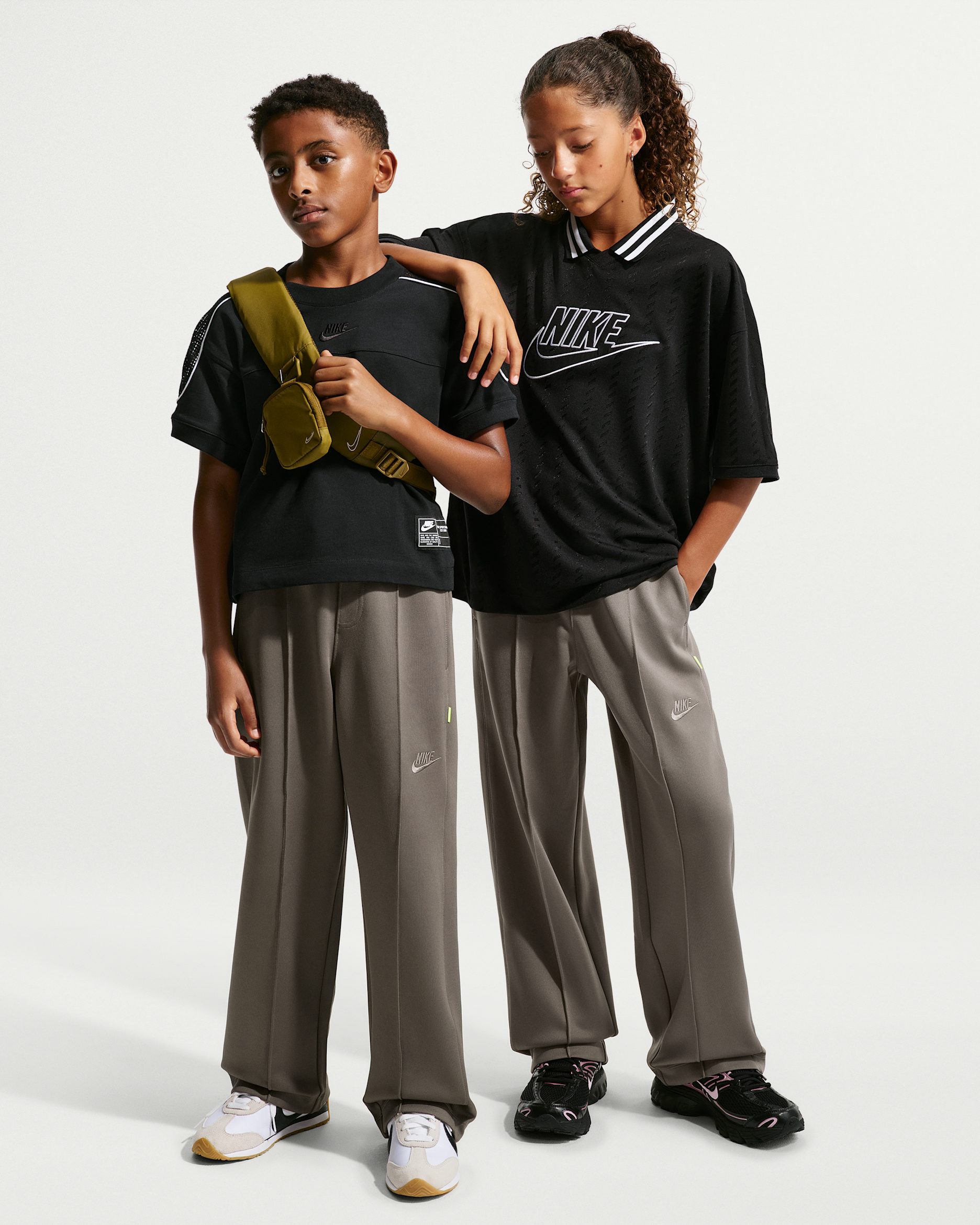 Nike Sportswear Collection Older Kids' (Boys') Polyknit Trousers - Cave Stone/Volt/Cave Stone