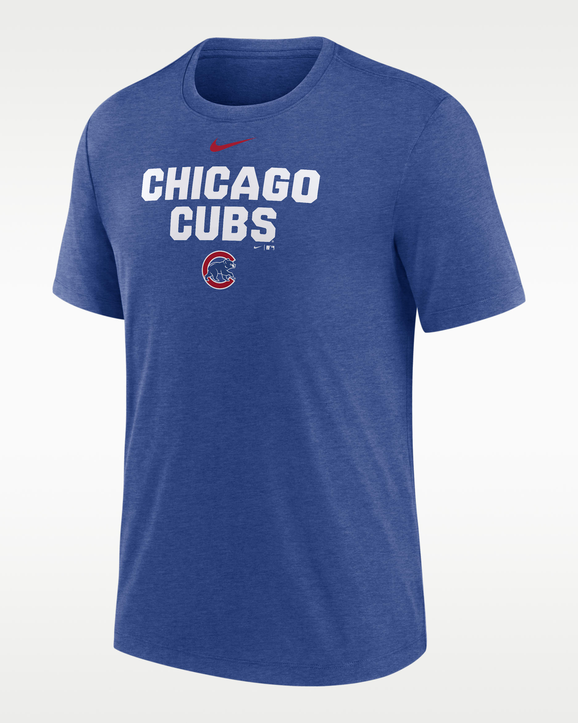 Chicago Cubs Stacked Men's Nike MLB T-Shirt - Blue Heather