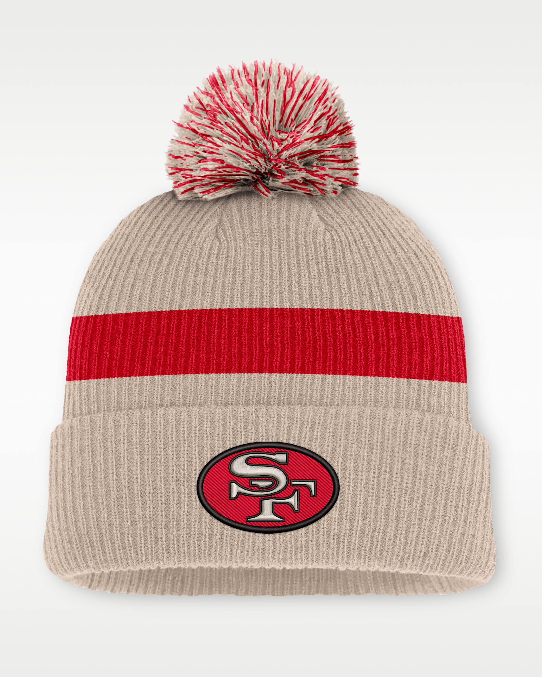 San Francisco 49ers Rewind Peak Men's Nike NFL Cuffed Pom Beanie - Sand