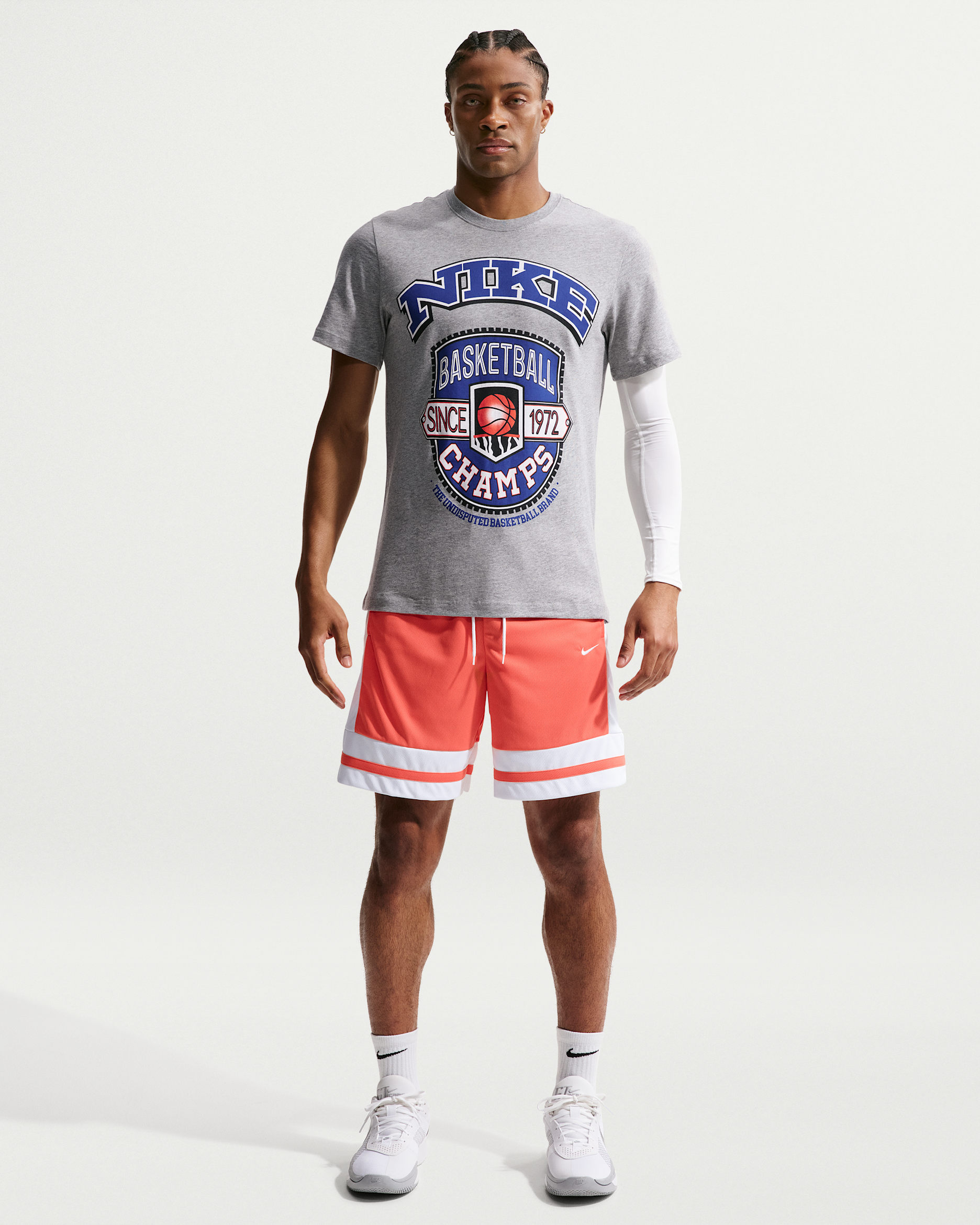 Nike Men's Dri-FIT 8" Basketball Shorts - Turf Orange/White/Turf Orange/White
