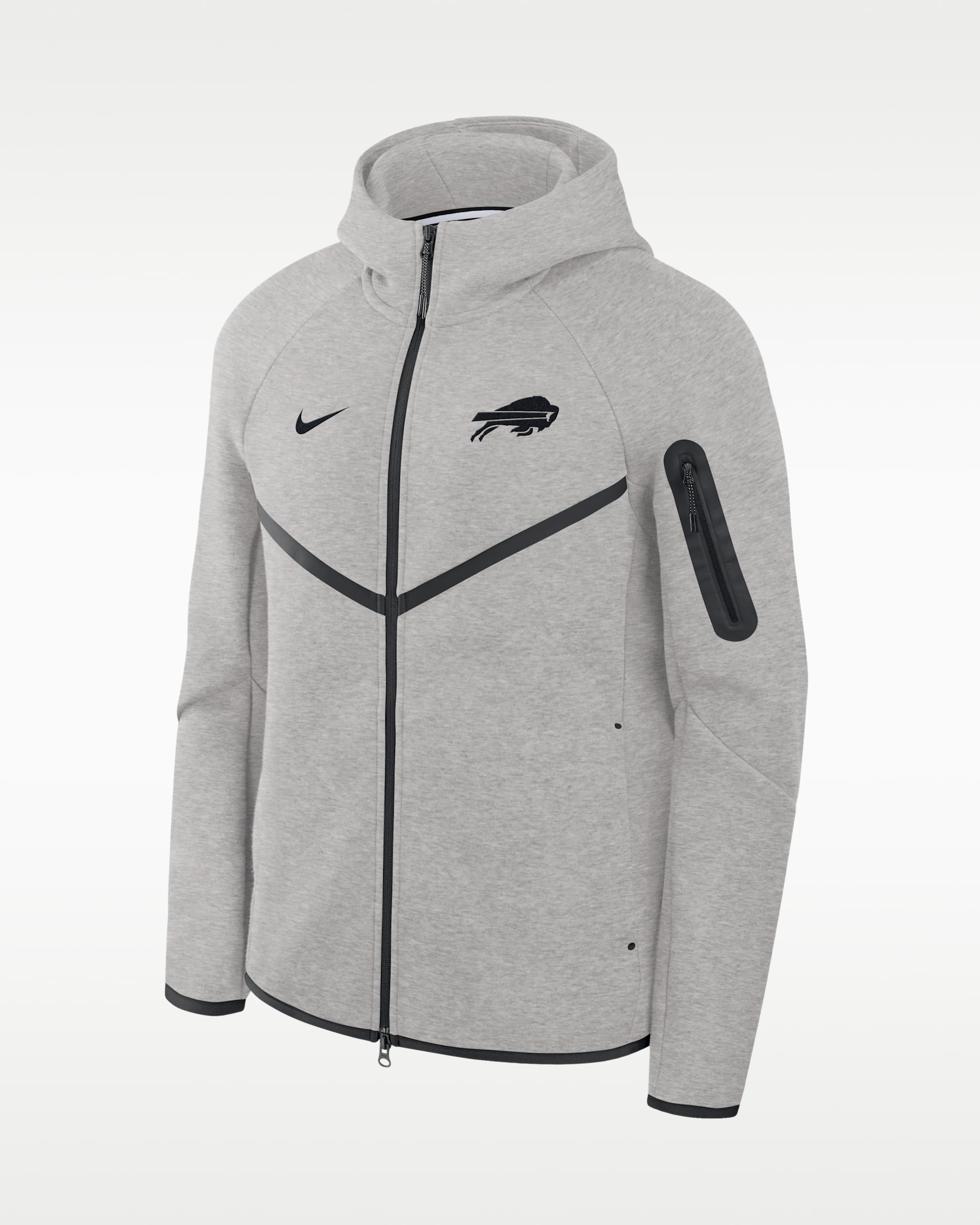 Buffalo Bills Top Billing Tech Fleece Windrunner Men's Nike NFL Full-Zip Hooded Jacket - Grey Heather/Black