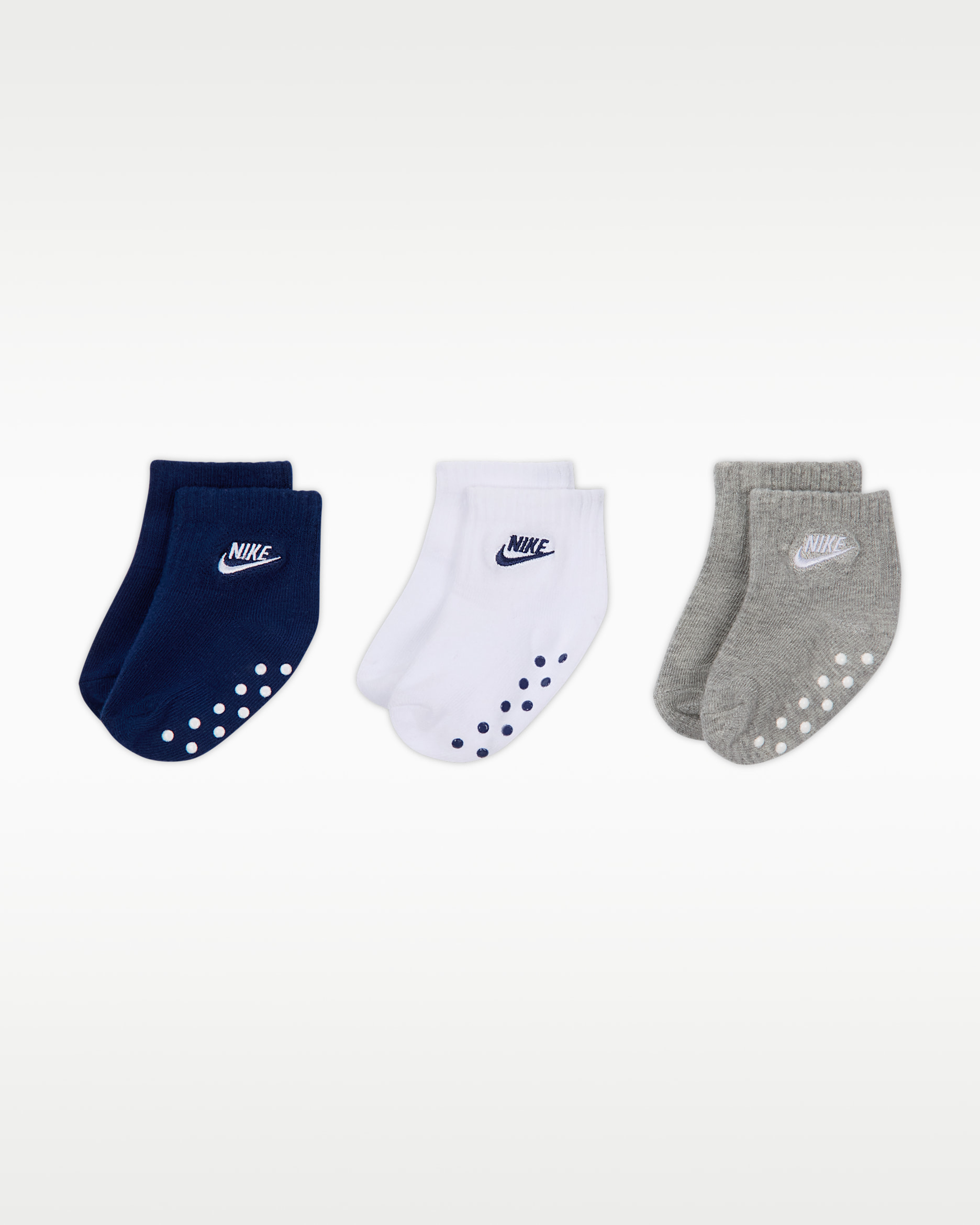 Nike griffige Knöchelsocken für Babys (6–12 M) (3 Paar) - Blue Void