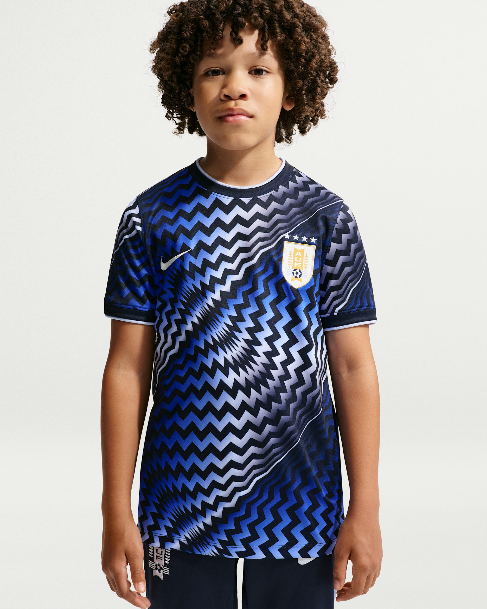 Uruguay Big Kids' Nike Dri-FIT Soccer Pre-Match Short-Sleeve Top - Obsidian/Summit White
