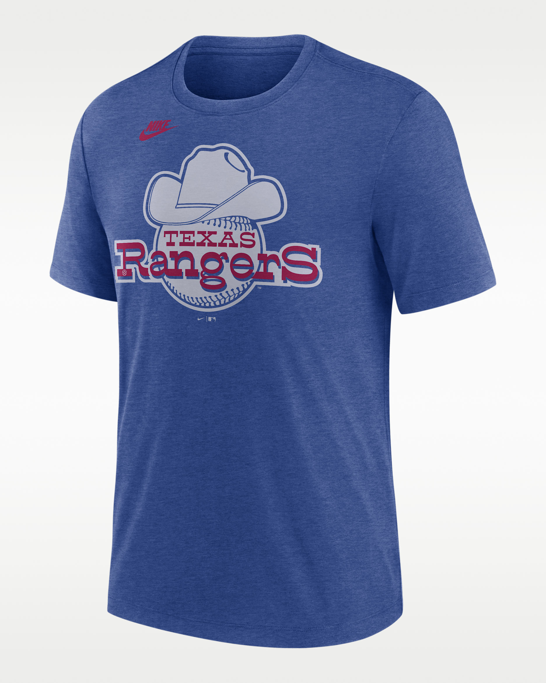 Texas Rangers Cooperstown Logo Men's Nike MLB T-Shirt - Blue Heather