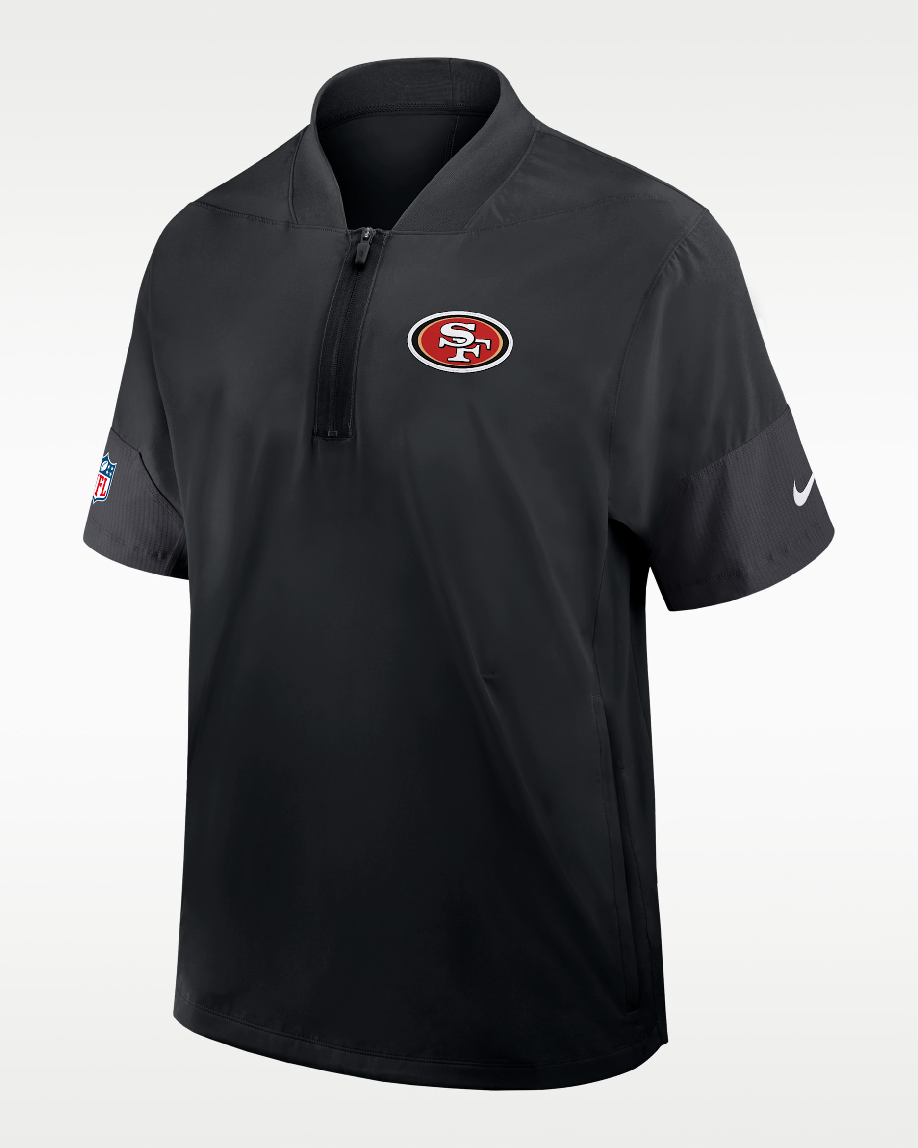 San Francisco 49ers Sideline Coach Men's Nike NFL 1/2-Zip Short-Sleeve Jacket - Black