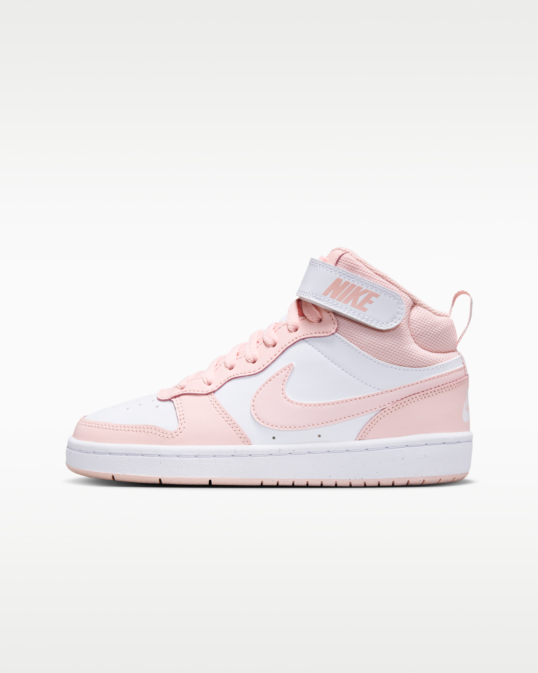 Tenis para niños grandes Nike Court Borough Mid 2 - Blanco/Rosa eco
