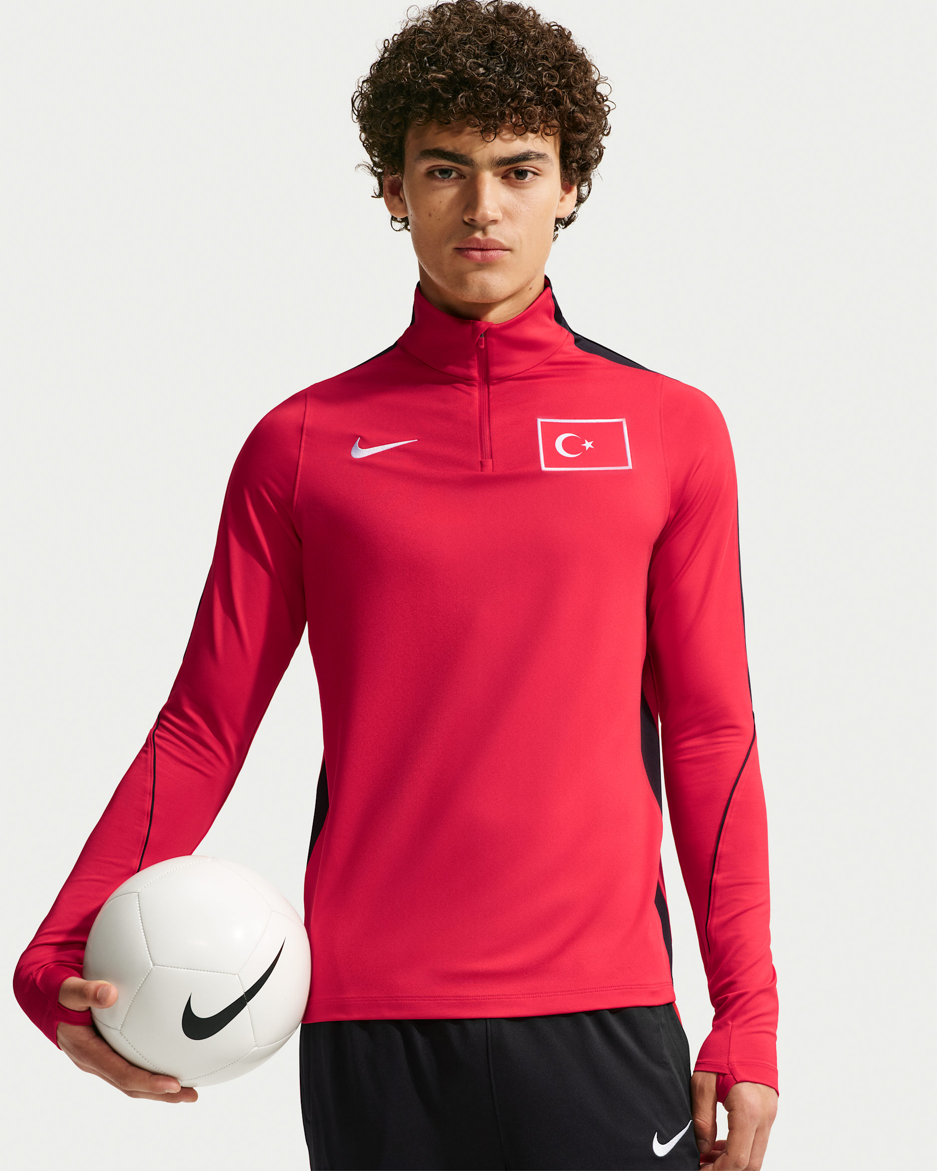 Maglia da calcio con zip a metà lunghezza Nike Dri-FIT Turchia 2026 Strike Drill – Uomo - Sport Red/Nero/Bianco