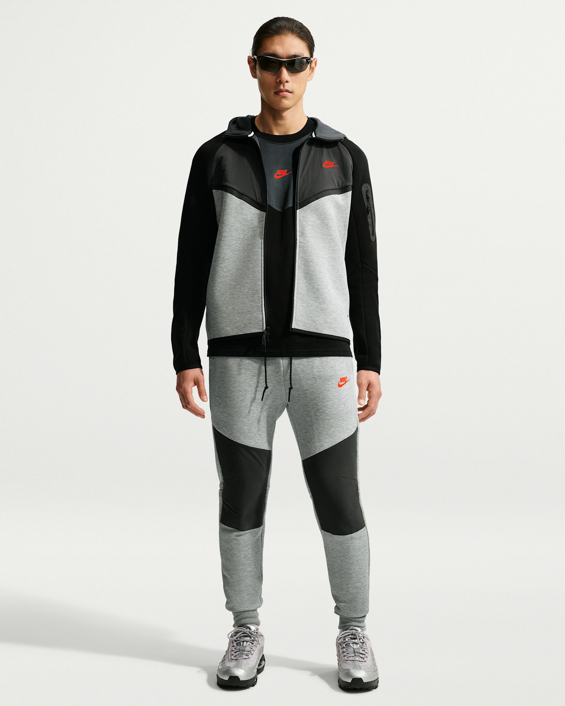 Pantaloni jogger in fleece Nike Tech – Uomo - Dark Grey Heather/Bright Crimson