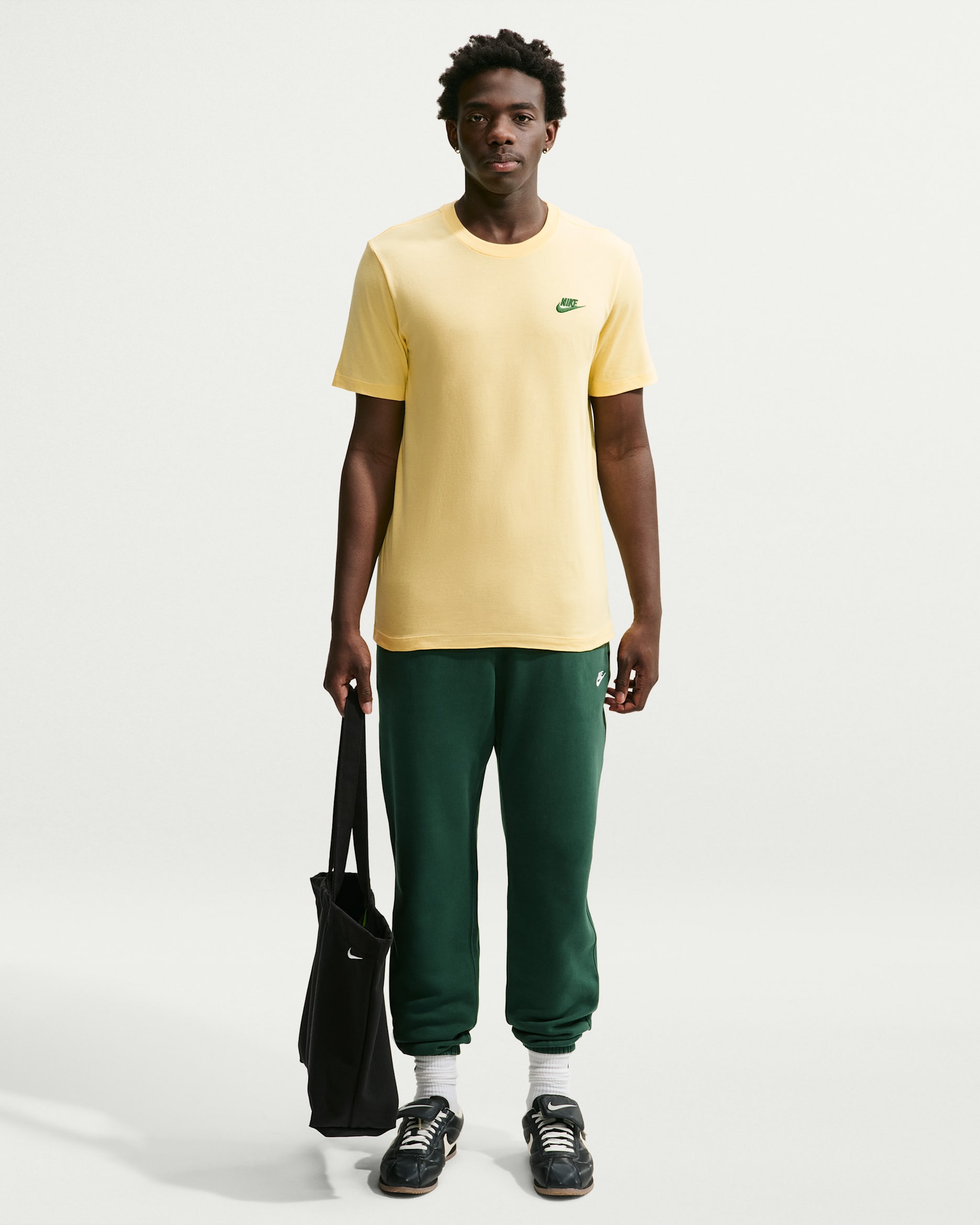 Nike Club Men's Cuffed Brushed Fleece Trousers - Fir/Fir/White