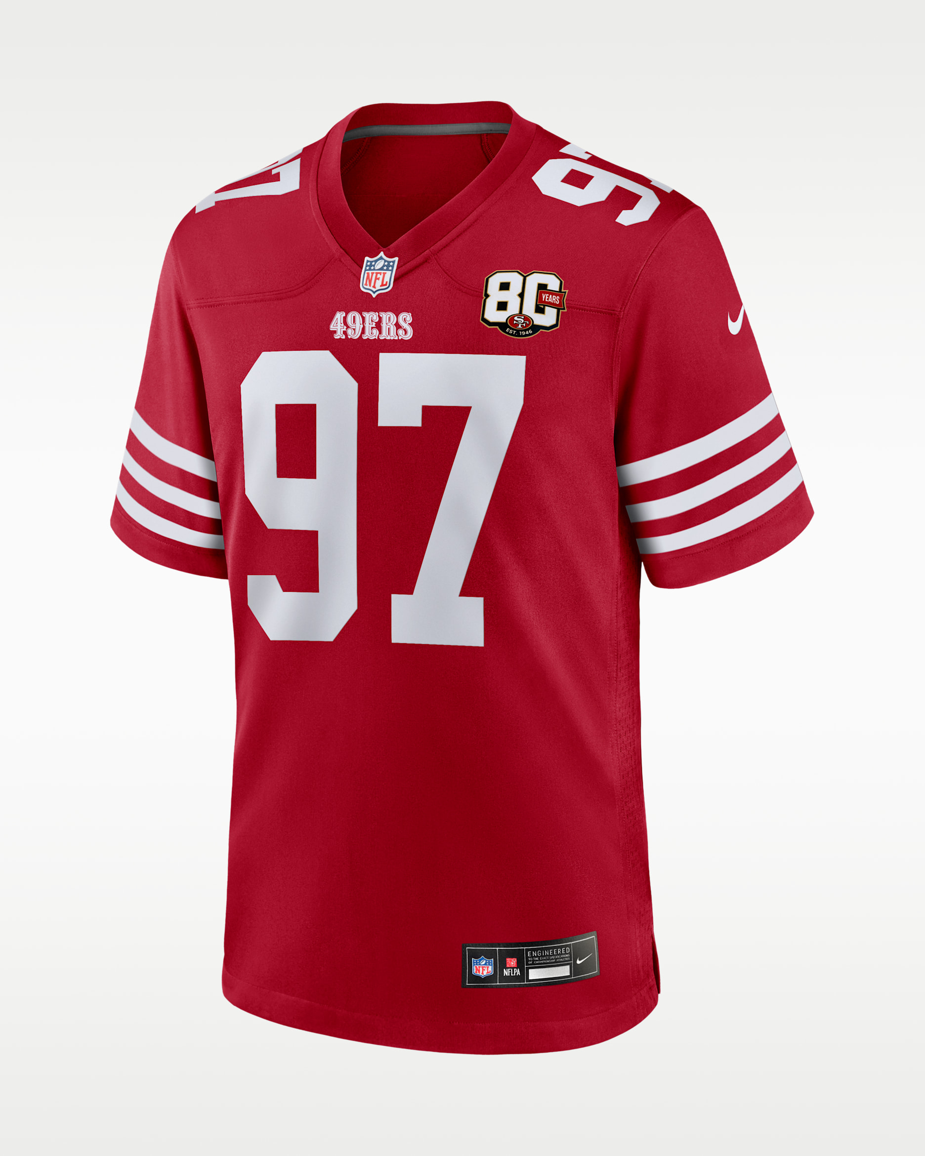 Nick Bosa San Francisco 49ers 80th Anniversary Men's Nike NFL Game Jersey - Scarlet