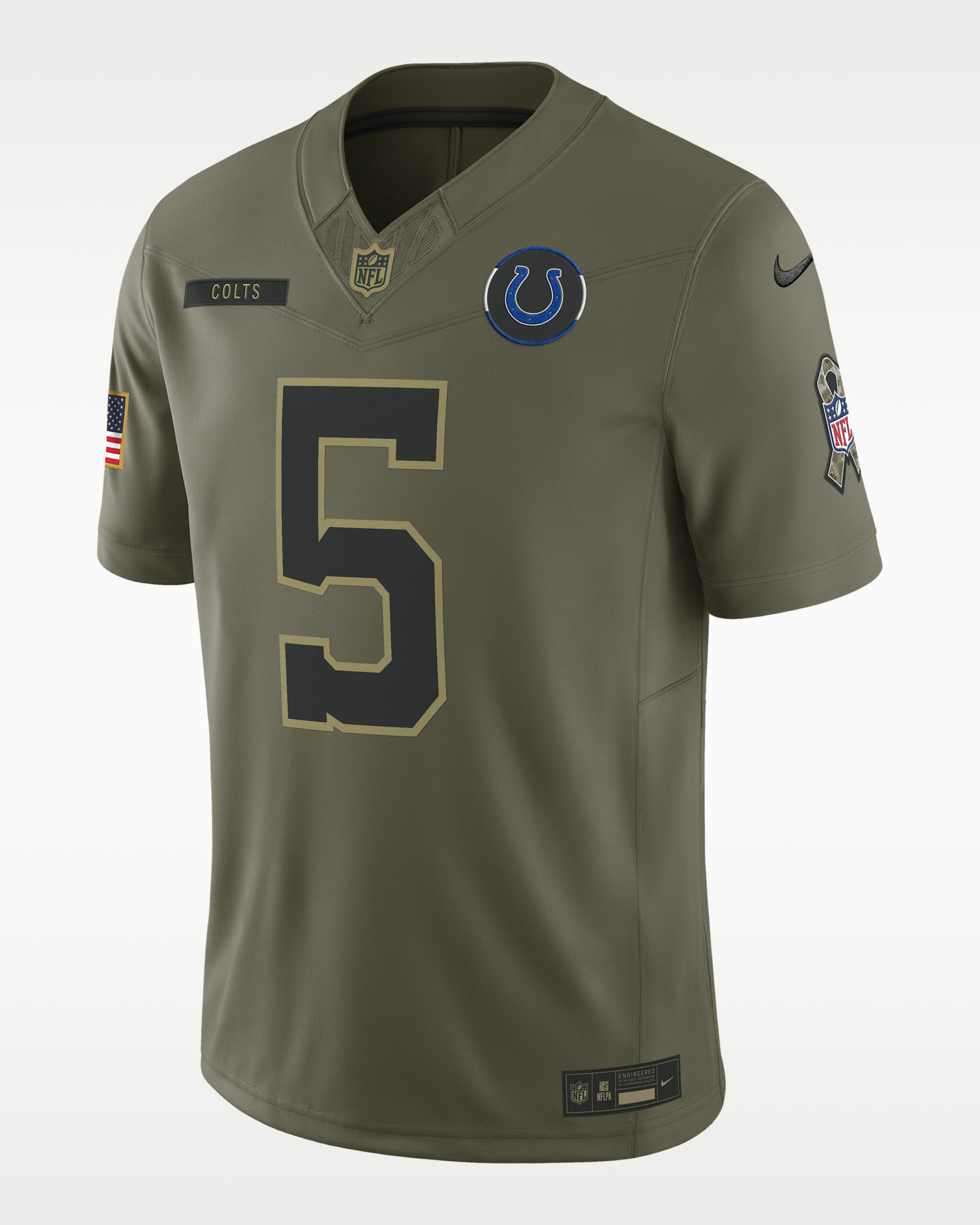 Jersey Nike Dri-FIT de la NFL Limited para hombre Anthony Richardson Sr. Indianapolis Colts Salute to Service - Oliva