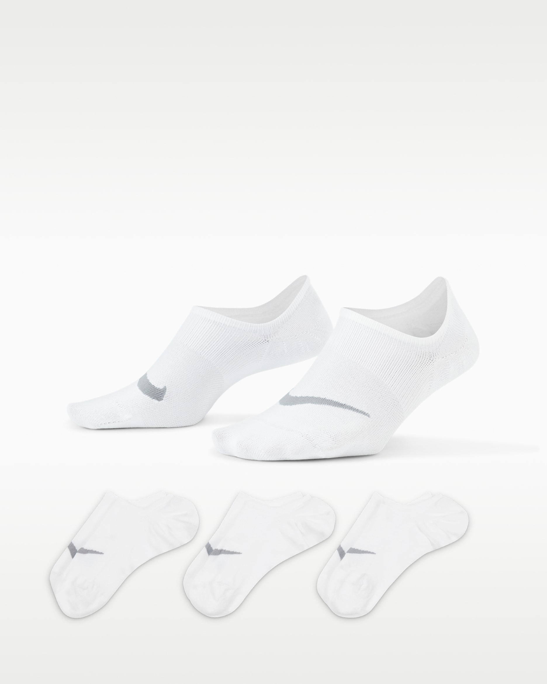 Nike Everyday Plus Lightweight Women's Training Footie Socks (3 Pairs) - White/Wolf Grey