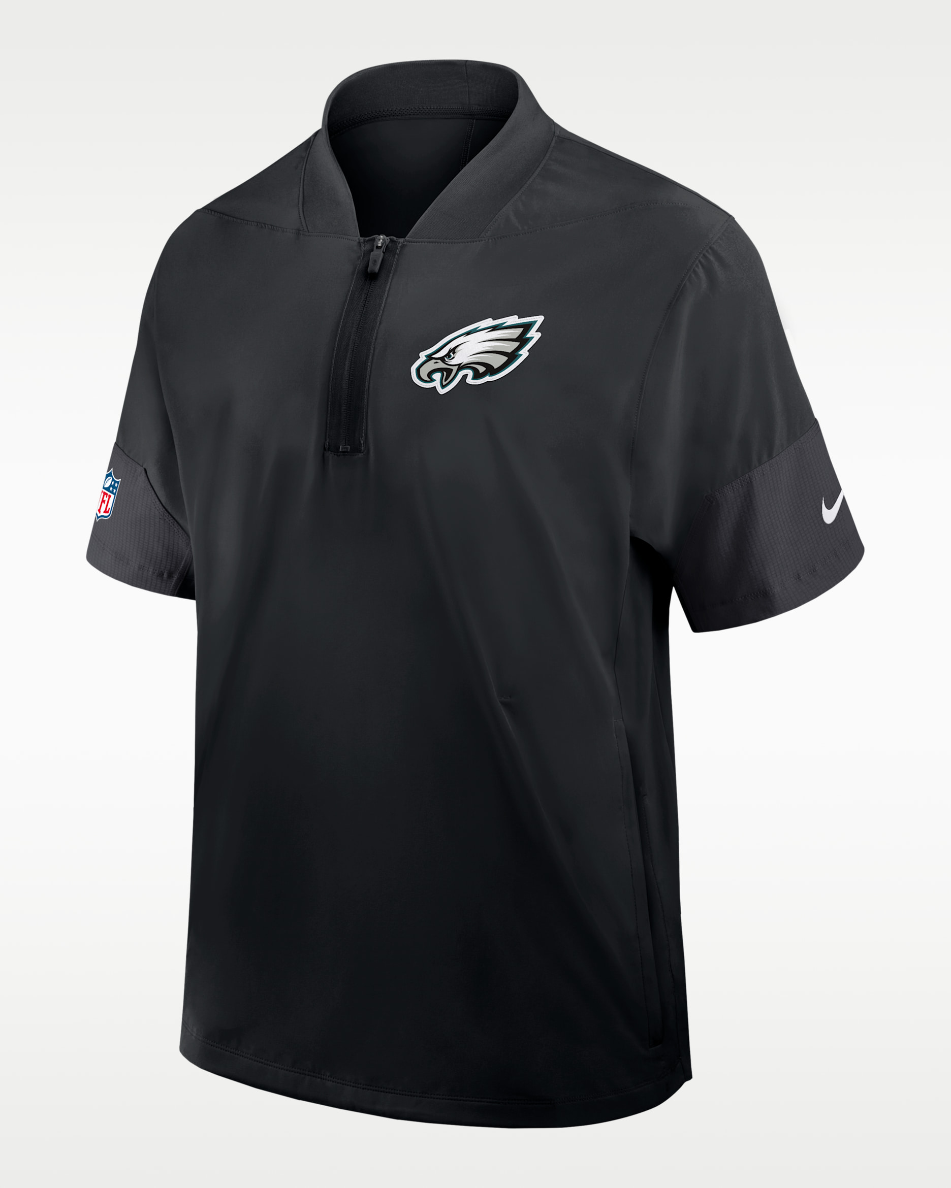 Philadelphia Eagles Sideline Coach Men's Nike NFL 1/2-Zip Short-Sleeve Jacket - Black