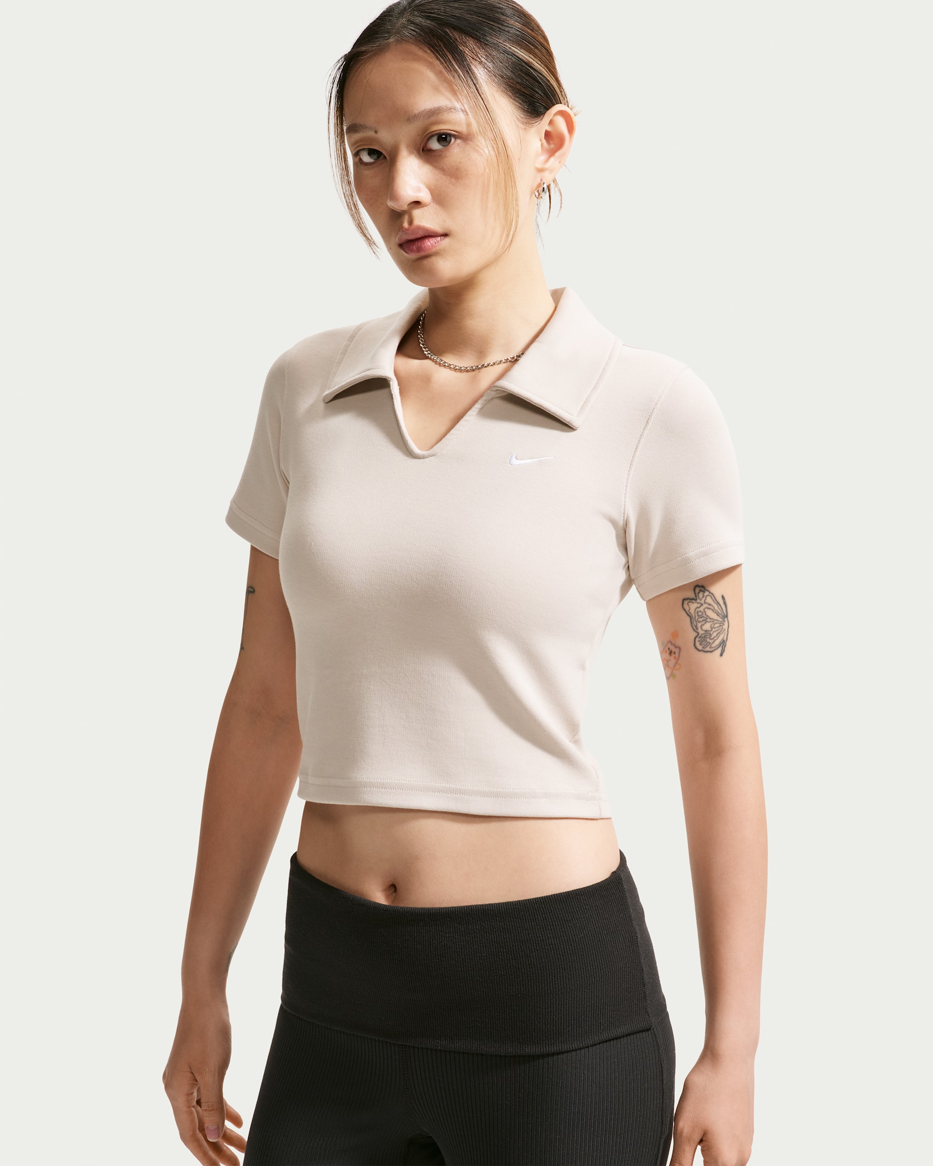 Nike Sportswear Women's Tight Cropped Polo - Cream II/White