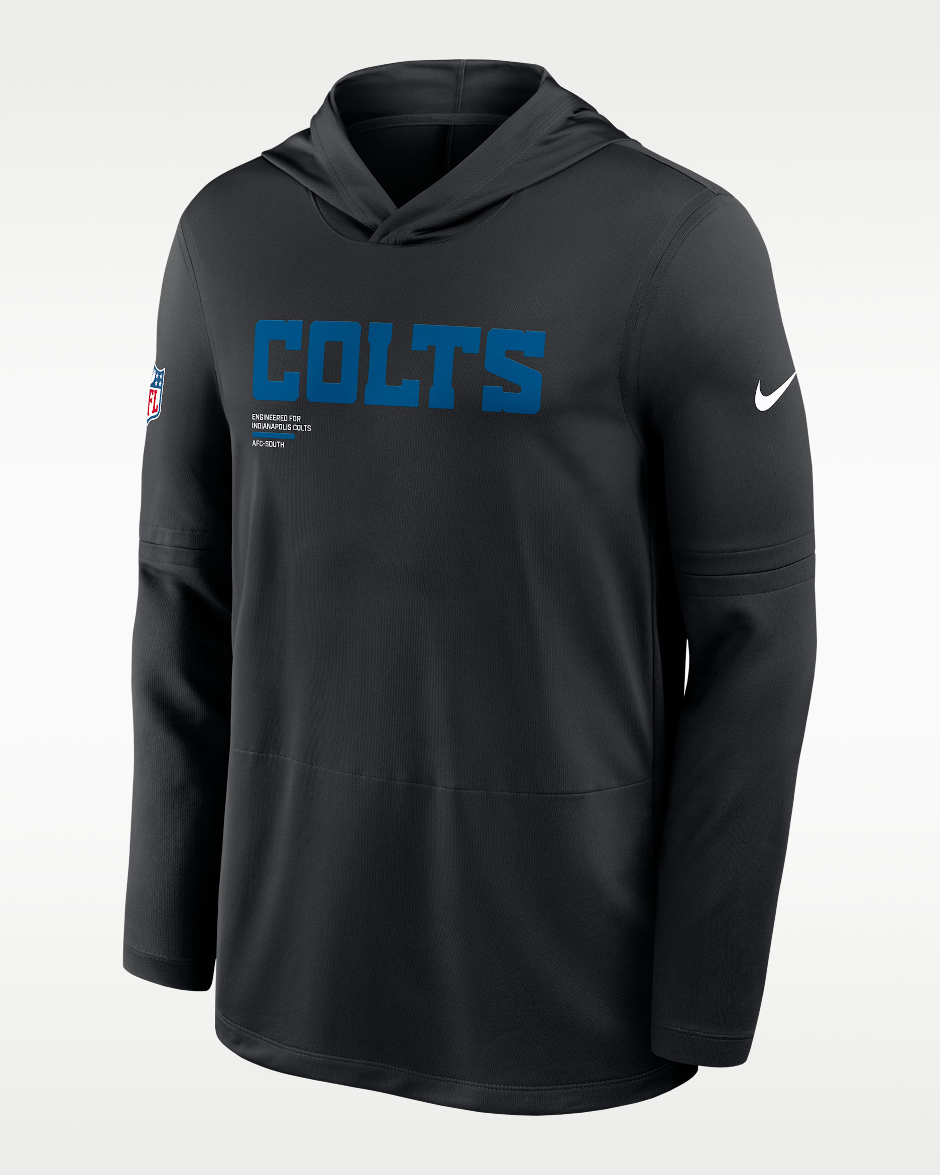 Indianapolis Colts Pure Fury Sideline Men's Nike Dri-FIT NFL Long-Sleeve Hooded Top - Black