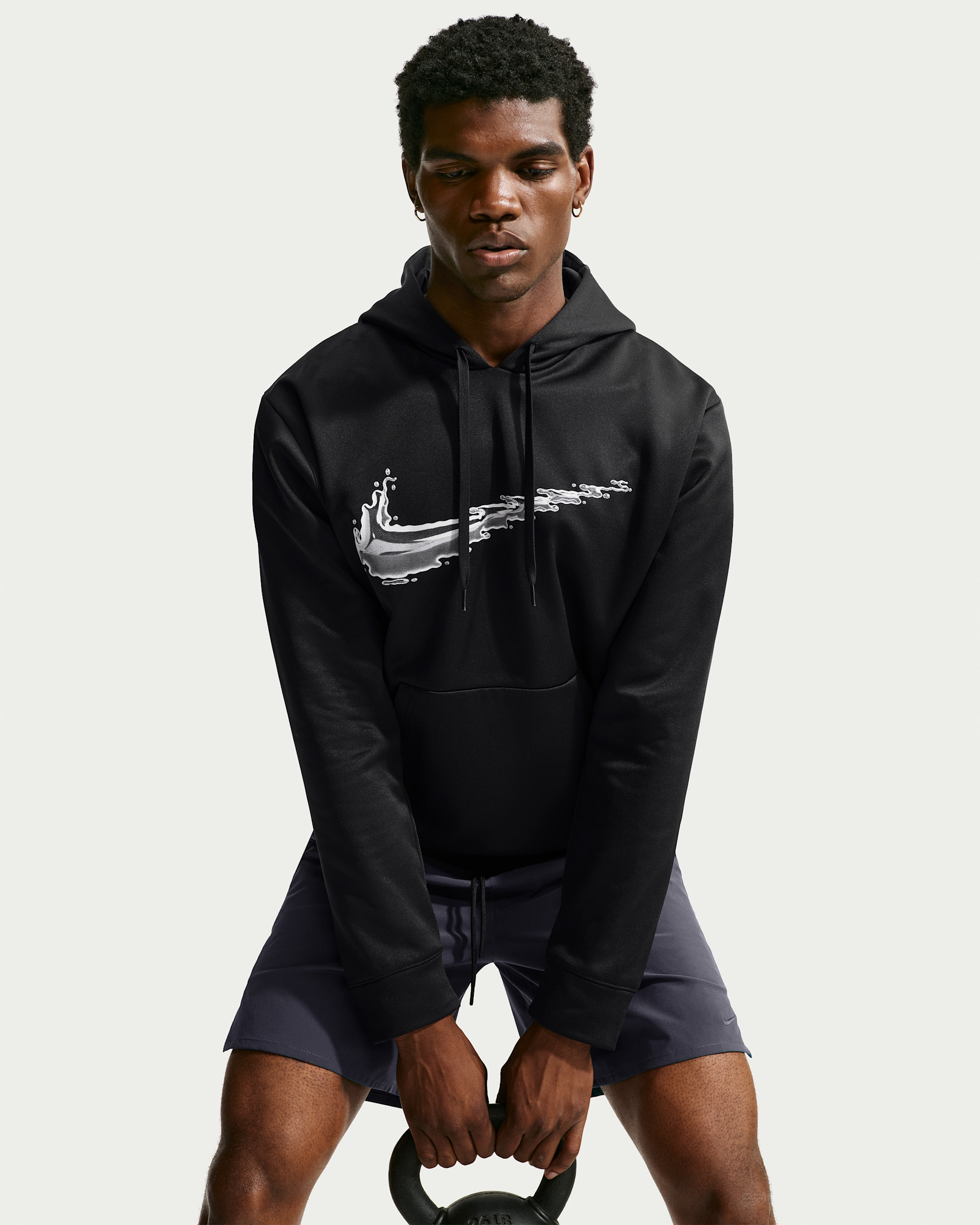Sudadera con gorro sin cierre de tejido Fleece Therma-FIT para hombre Nike Flex - Negro/Blanco