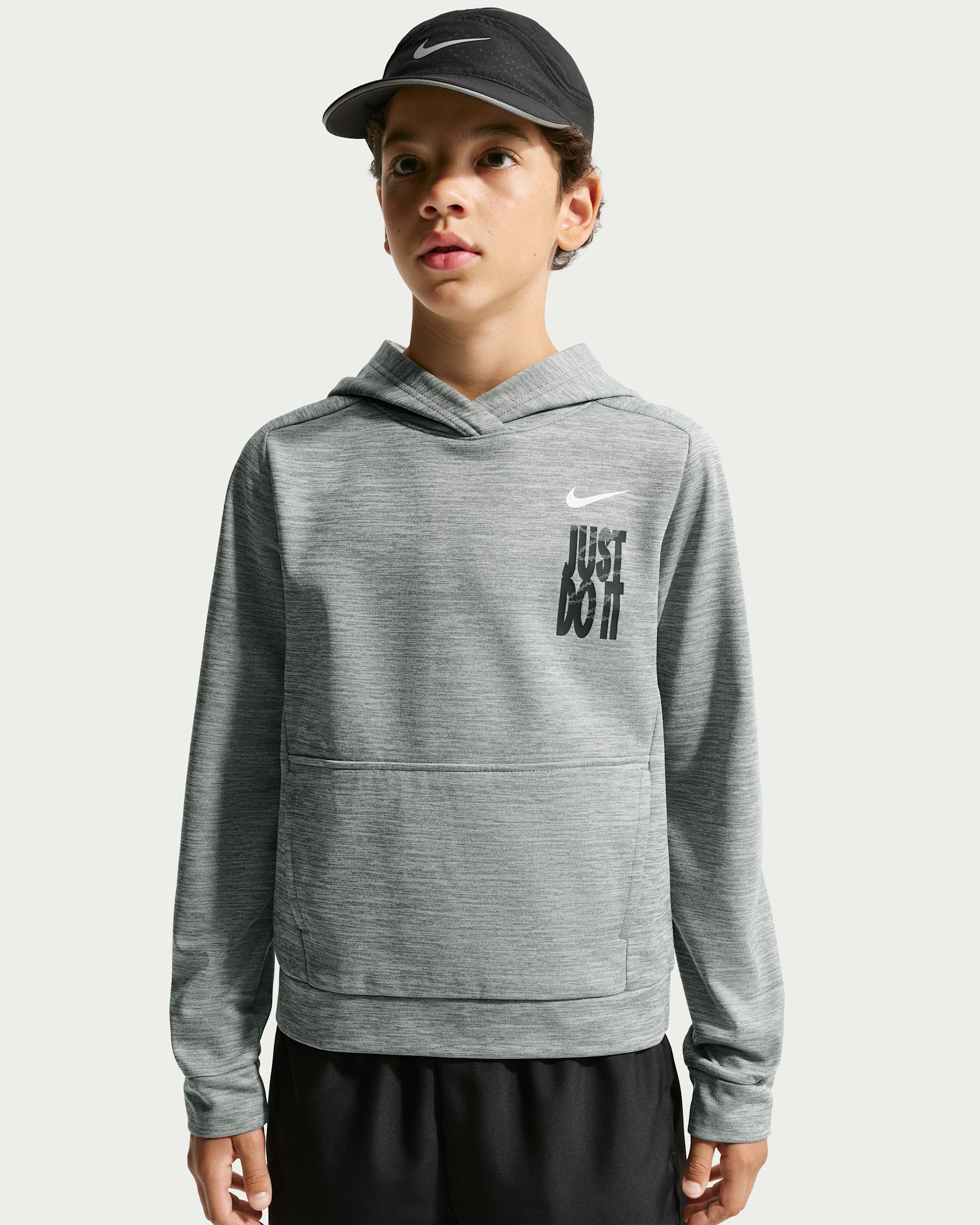 Nike Trophy Big Kids' (Boys') Therma-FIT Fleece Pullover Hoodie - Smoke Grey/Pure