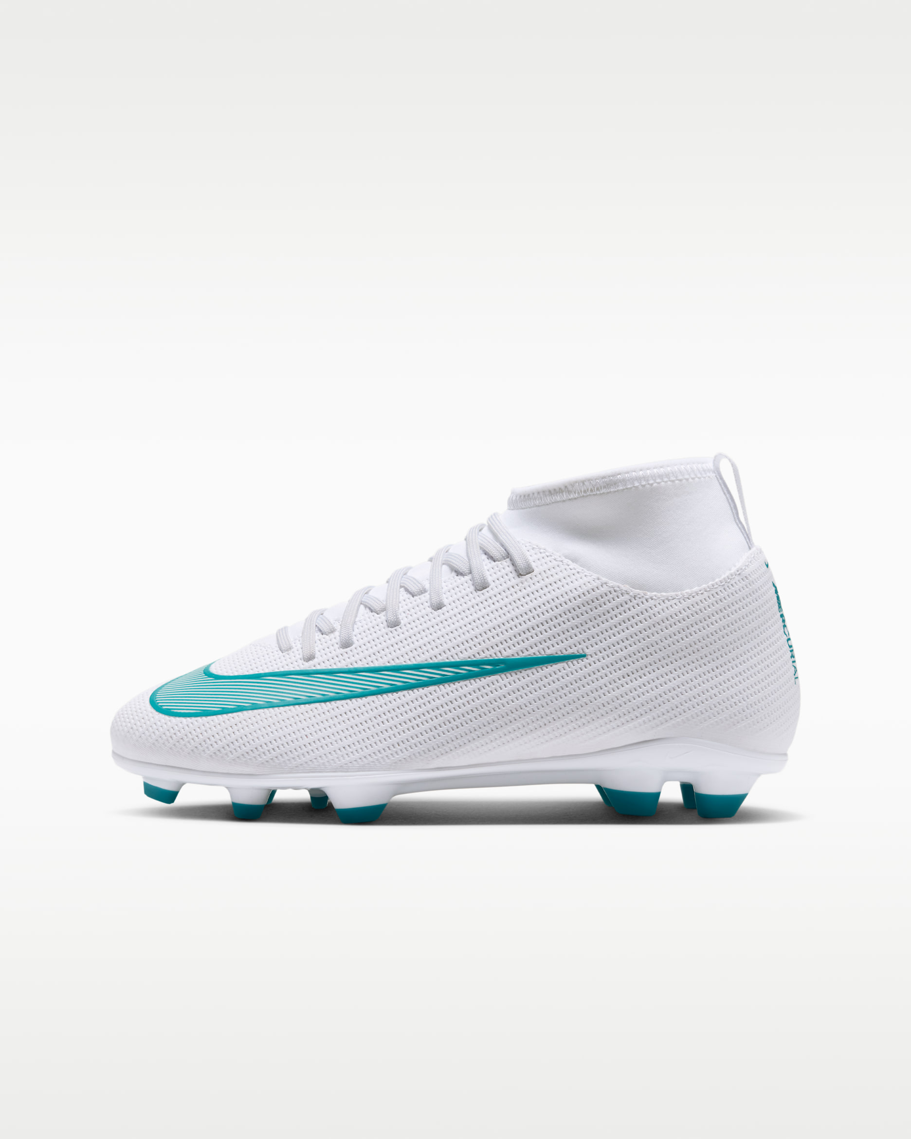 Nike Jr. Mercurial Superfly 11 Club Older Kids' Multi-Ground High-Top Football Boots - White/Dusty Cactus
