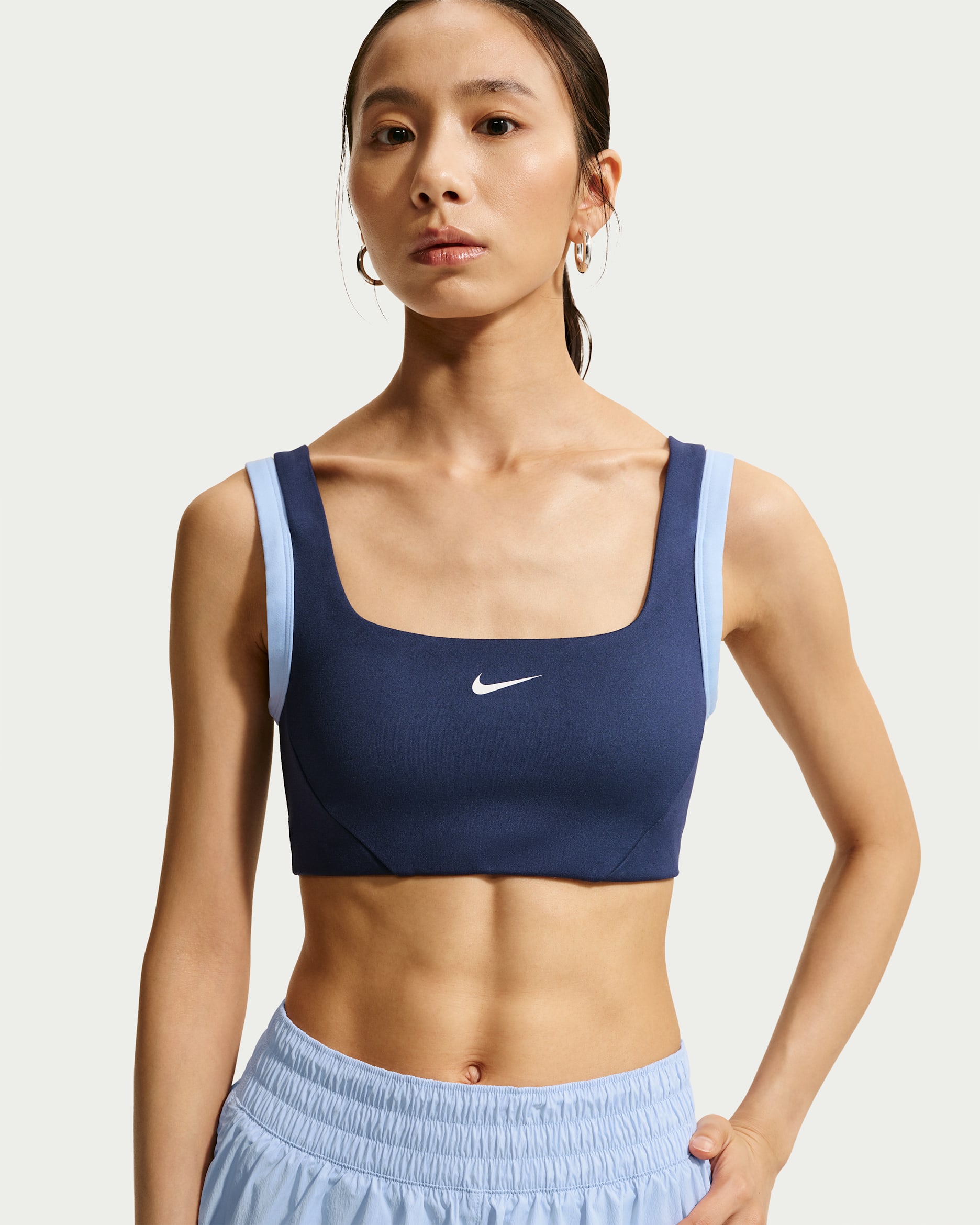 Nike One Women's Light-Support Sports Bra - Midnight Navy/Aluminium/White/White