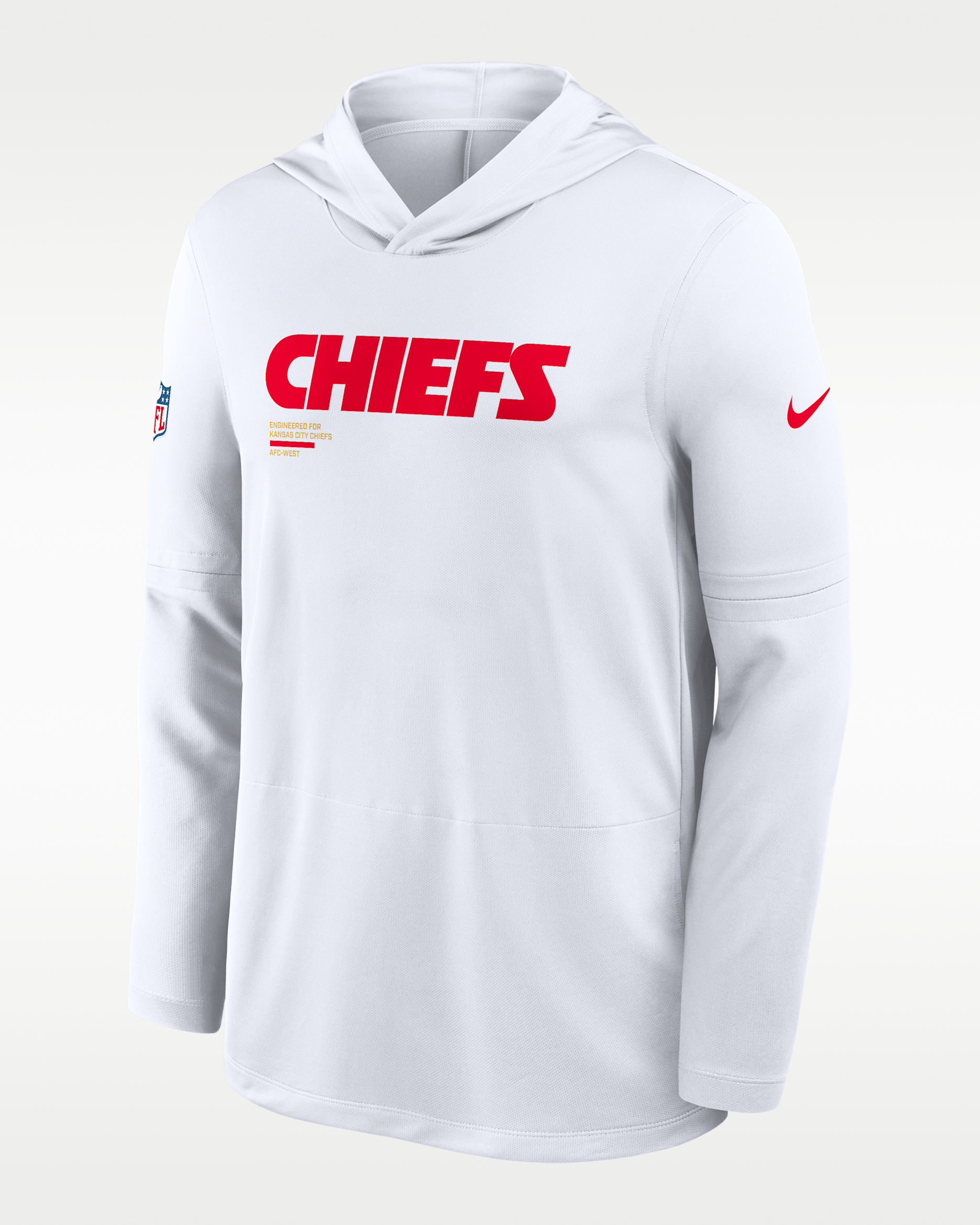 Kansas City Chiefs Pure Fury Sideline Men's Nike Dri-FIT NFL Long-Sleeve Hooded Top - White
