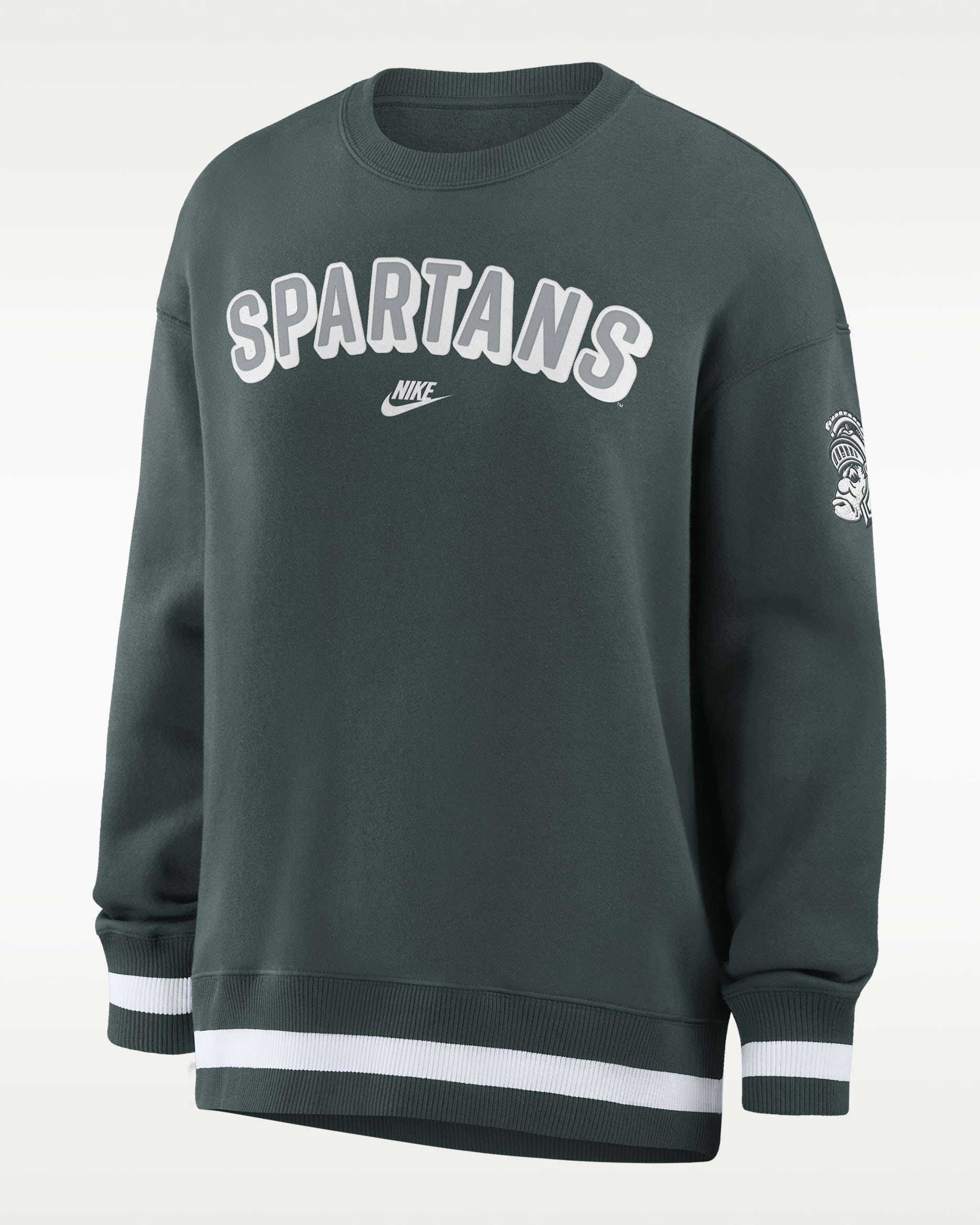 Michigan State Legacy Phoenix Women's Nike College Oversized Pullover Crew - Pro Green