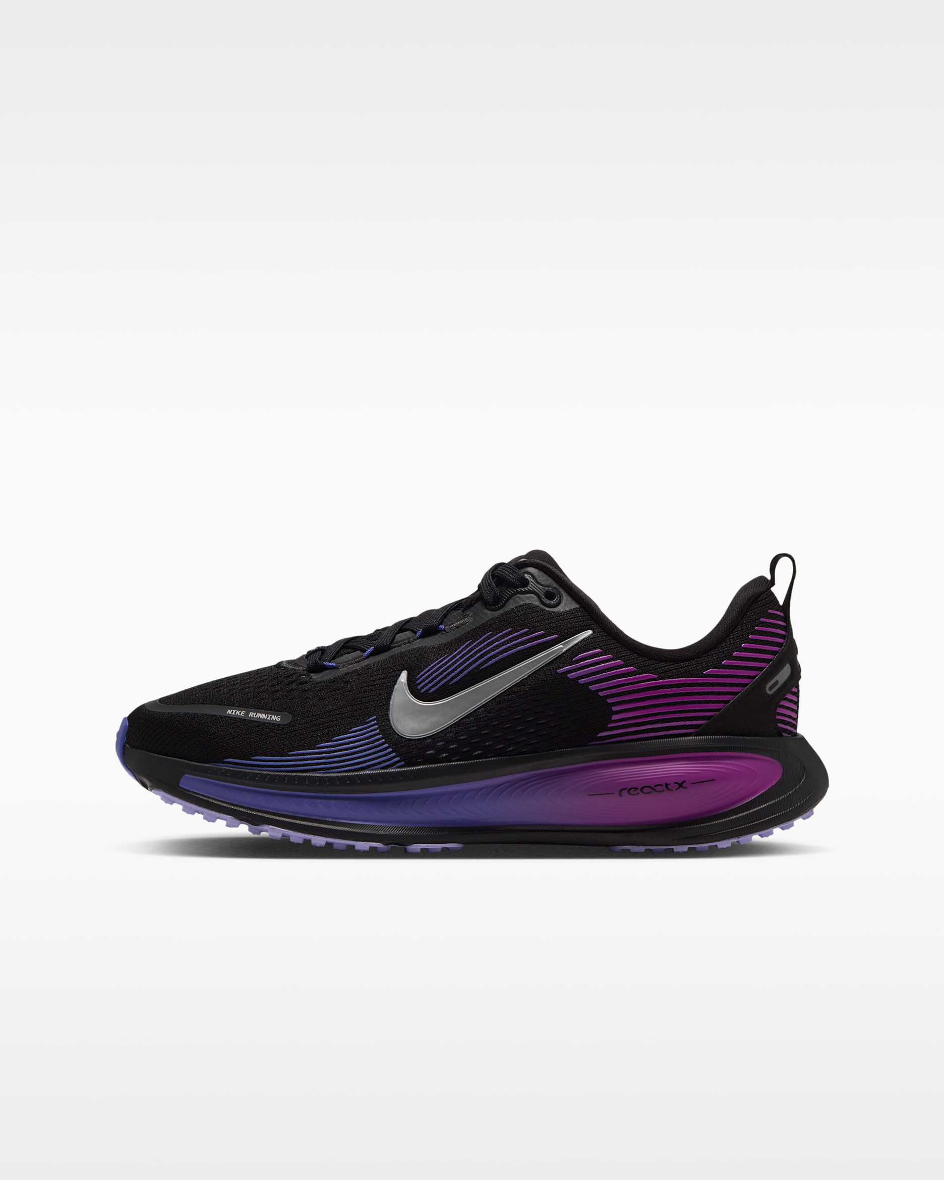 Nike Vomero 18 Big Kids' Road Running Shoes - Black/Vivid Purple/Persian Violet/Metallic Silver
