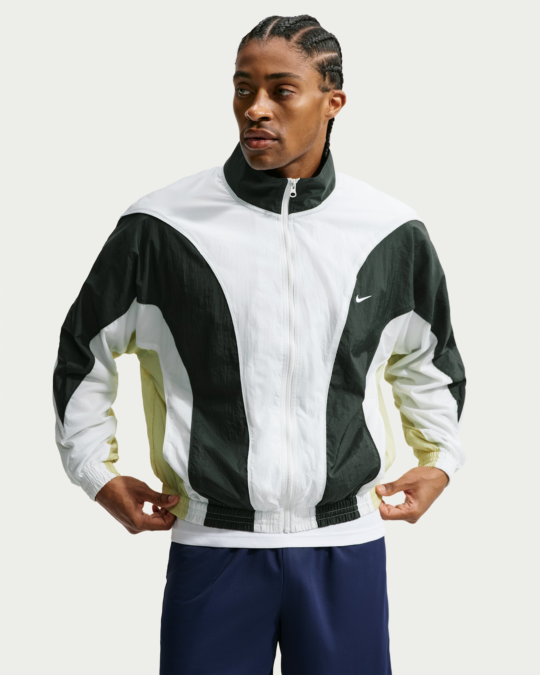 Chamarra de básquetbol Nikepara hombre - Blanco cáscara de huevo/Abeto negro/Aura oliva/Blanco