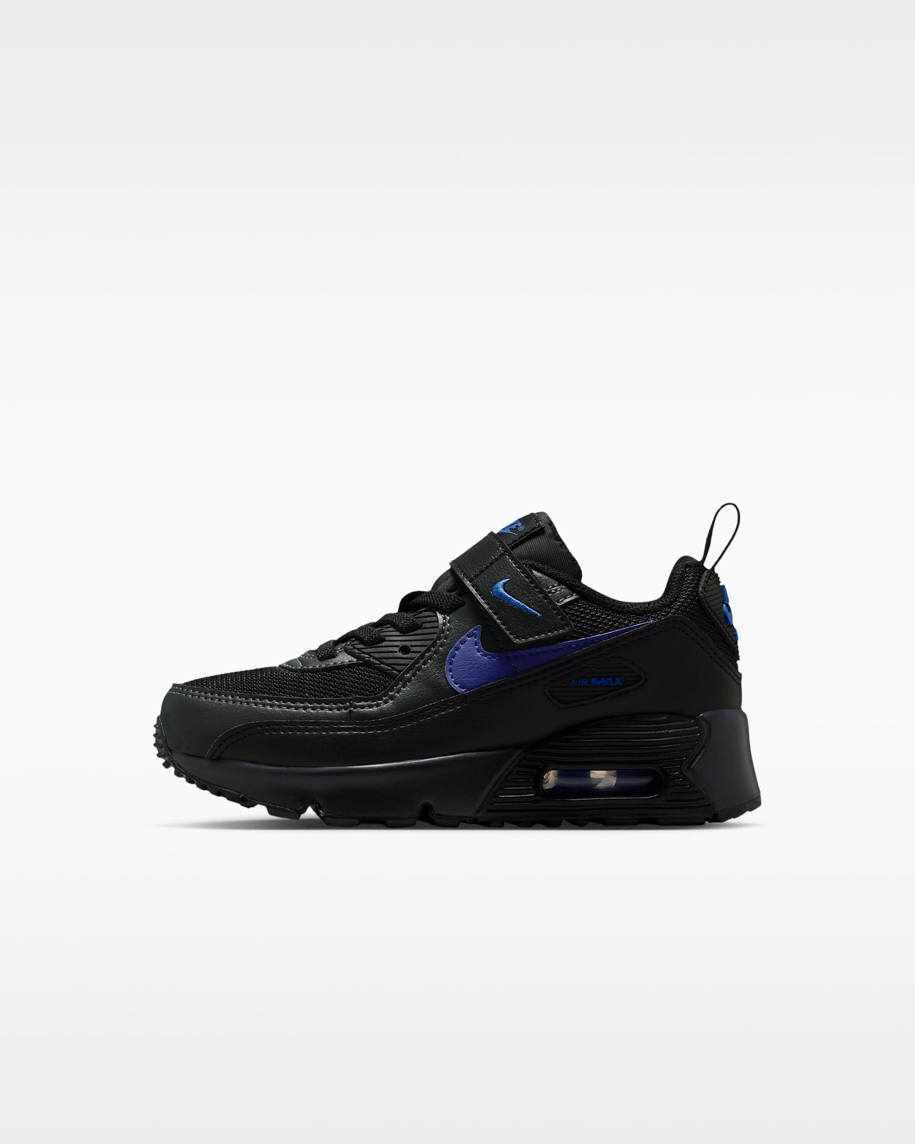Nike Air Max 90 Younger Kids' Shoes - Black/Dark Smoke Grey/Racer Blue