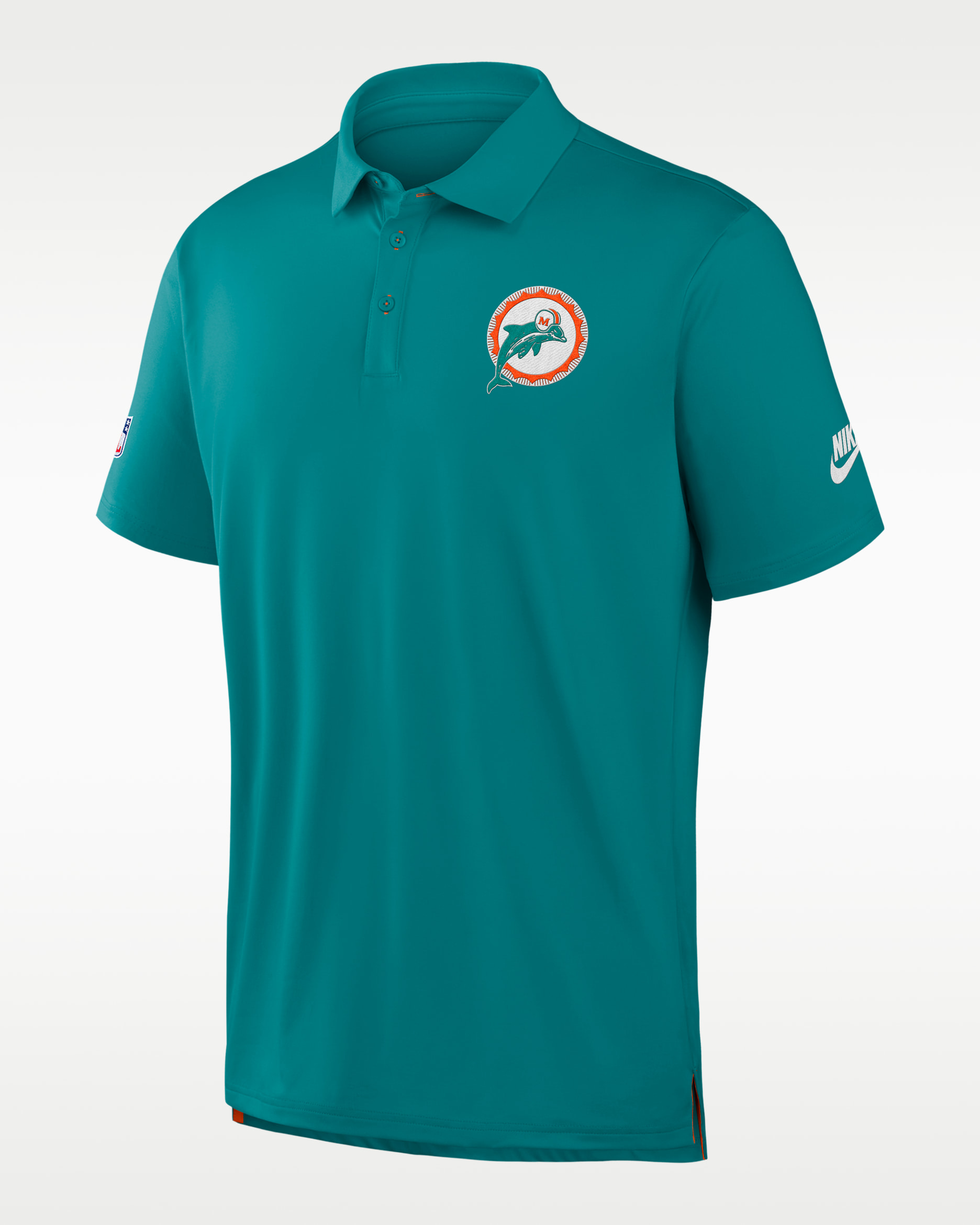 Miami Dolphins Tour Men's Nike Dri-FIT NFL Polo - Aqua/Orange