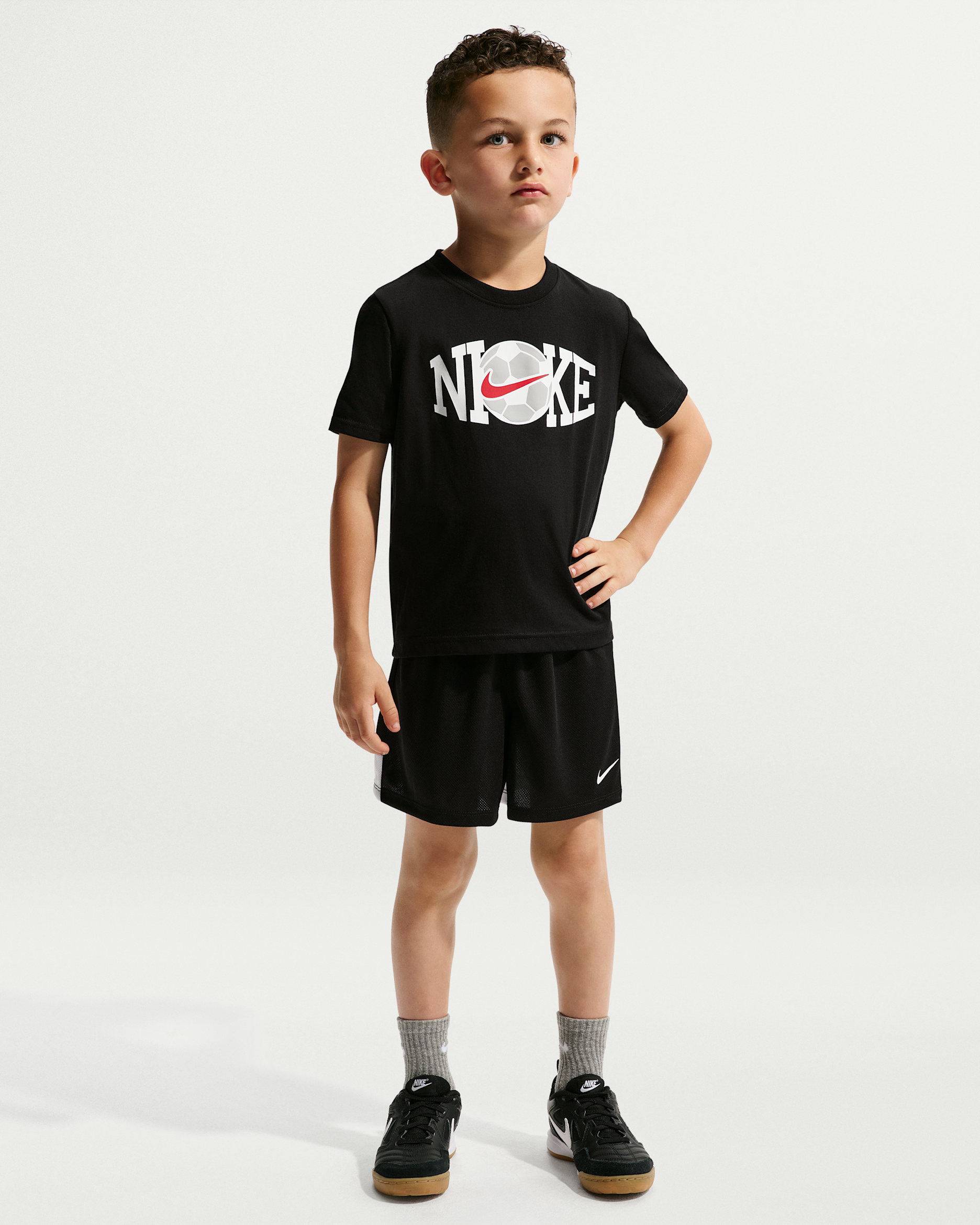 Nike Little Kids' Soccer Graphic T-Shirt and Shorts Set - Black