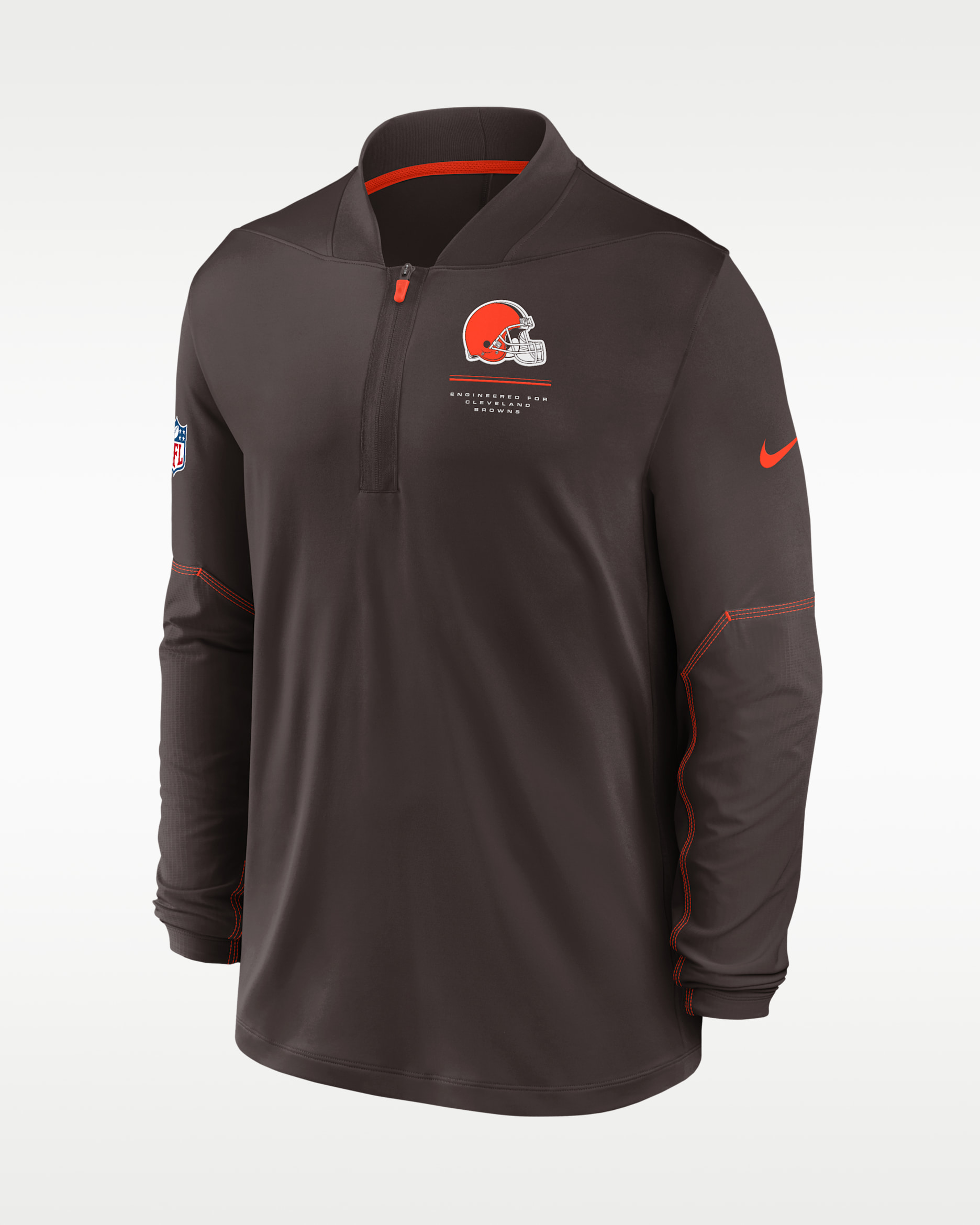 Cleveland Browns Sideline Men's Nike Dri-FIT NFL 1/2-Zip Top - Brown
