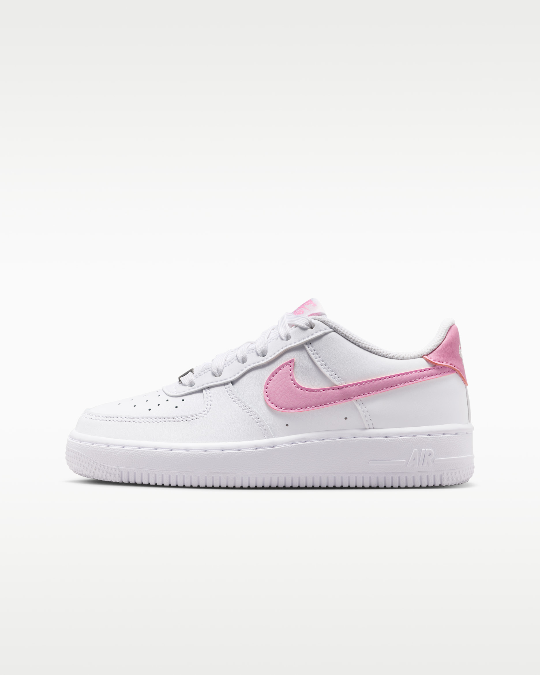 Nike Air Force 1 Older Kids' Shoes - White/White/Pink Rise