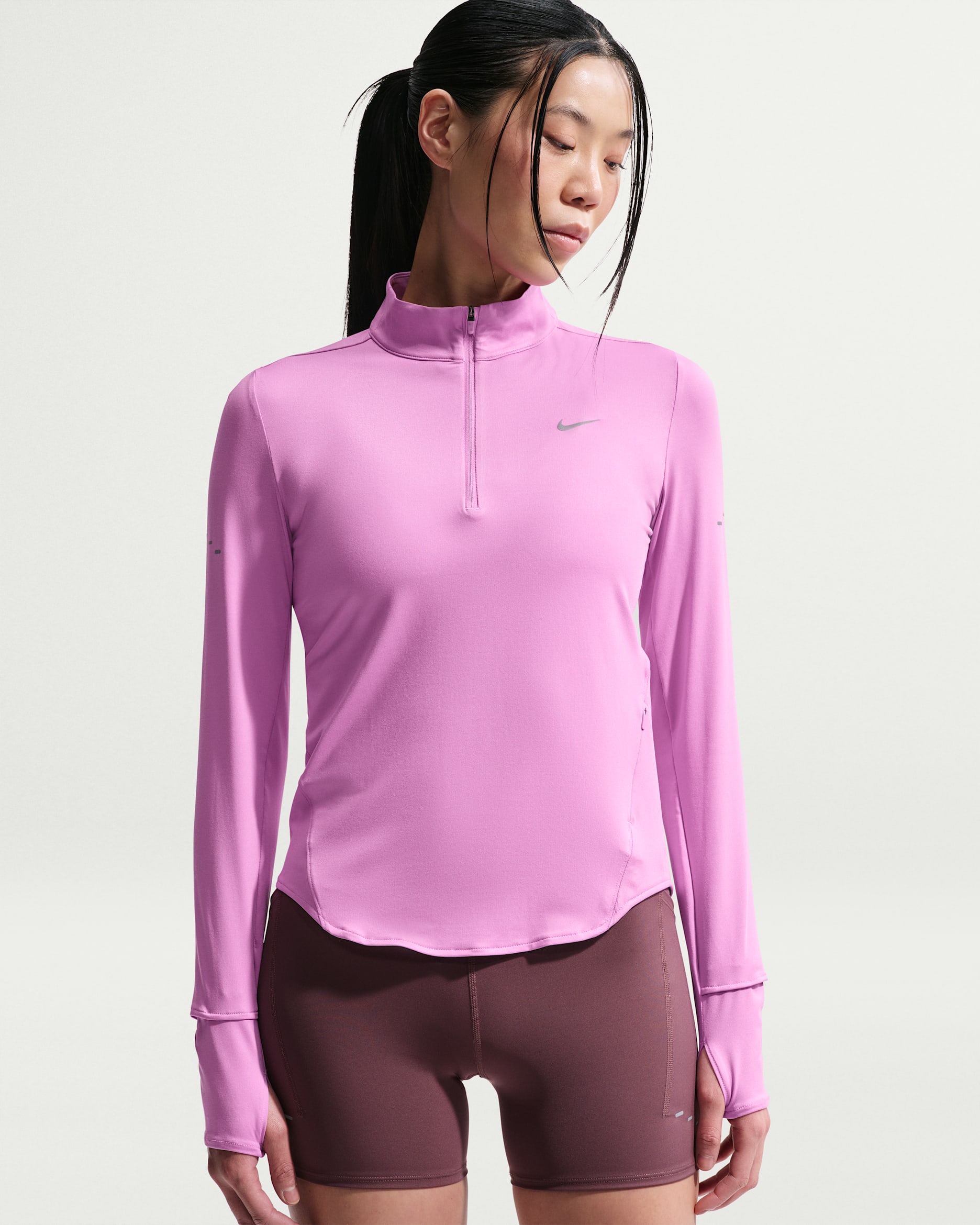 나이키 스위프트 여성 드라이 핏 UV 쿼터집 러닝 탑 - 라이트 마젠타
