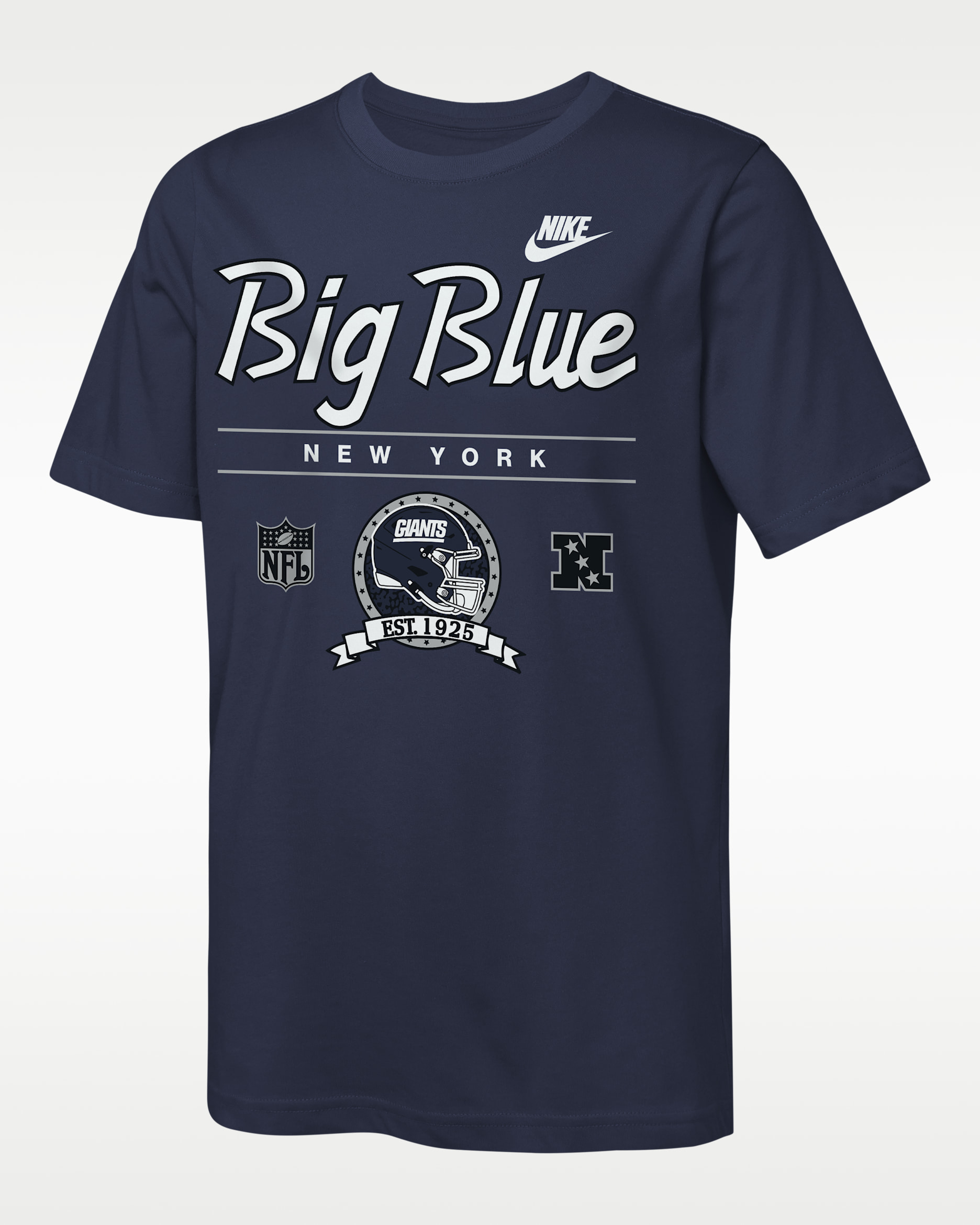 New York Giants Rewind Hometown Slub Big Kids' Nike Dri-FIT NFL T-Shirt - College Navy