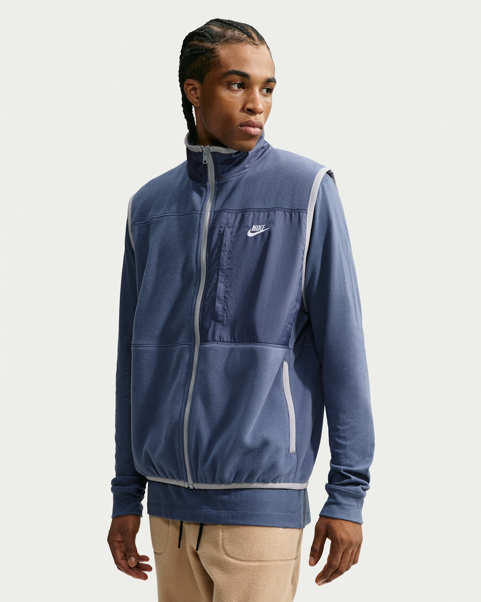 Nike Club Men's Therma-FIT Vest - Diffused Blue/Light Smoke Grey/White