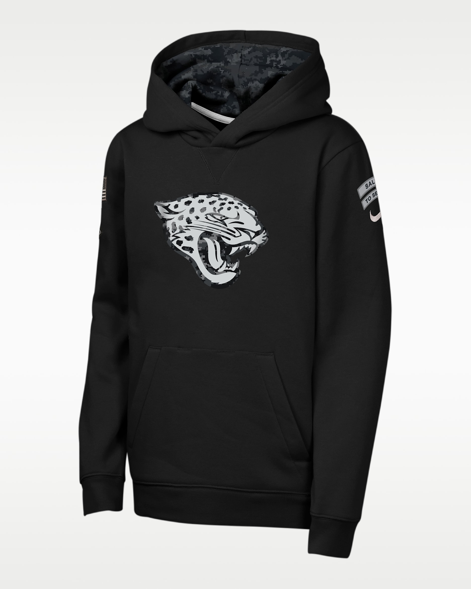 Sudadera con gorro sin cierre Nike de la NFL para niños talla grande Jacksonville Jaguars Salute to Service Sideline Club - Negro